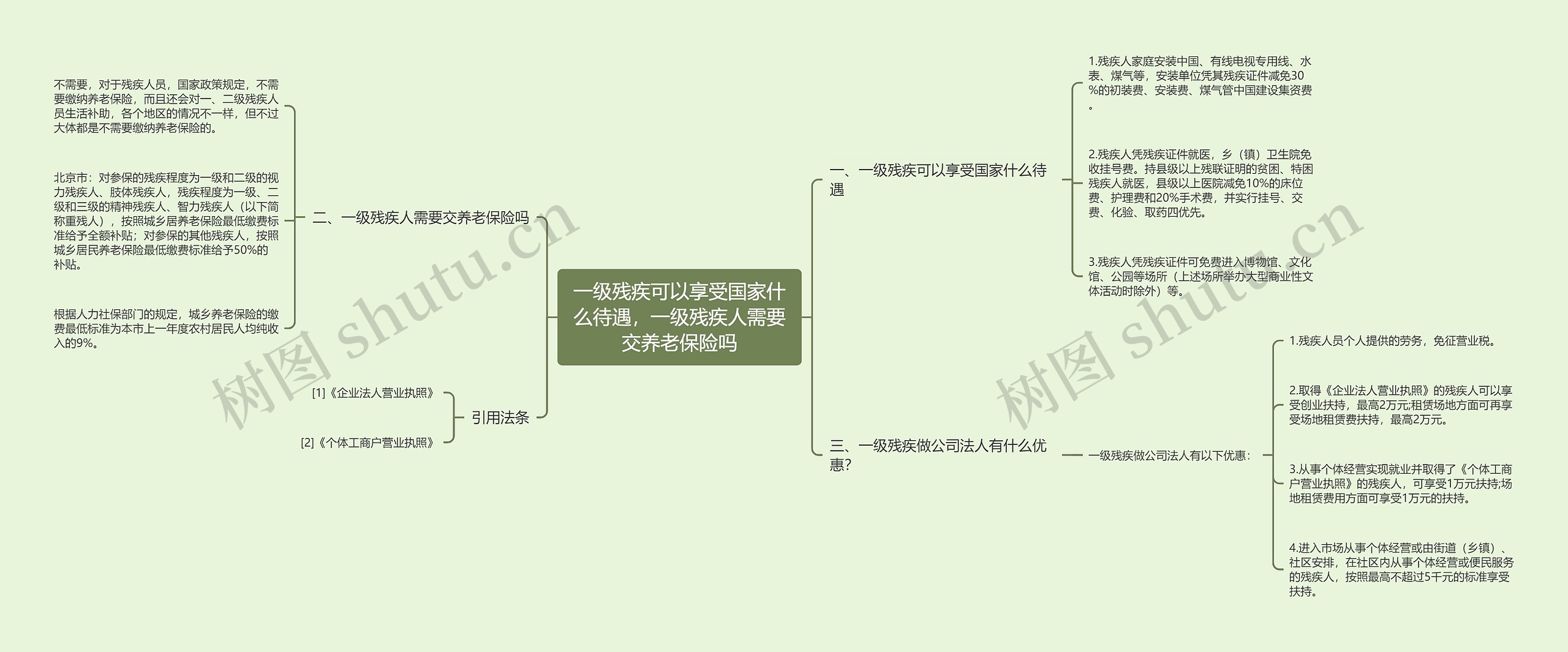 一级残疾可以享受国家什么待遇，一级残疾人需要交养老保险吗思维导图