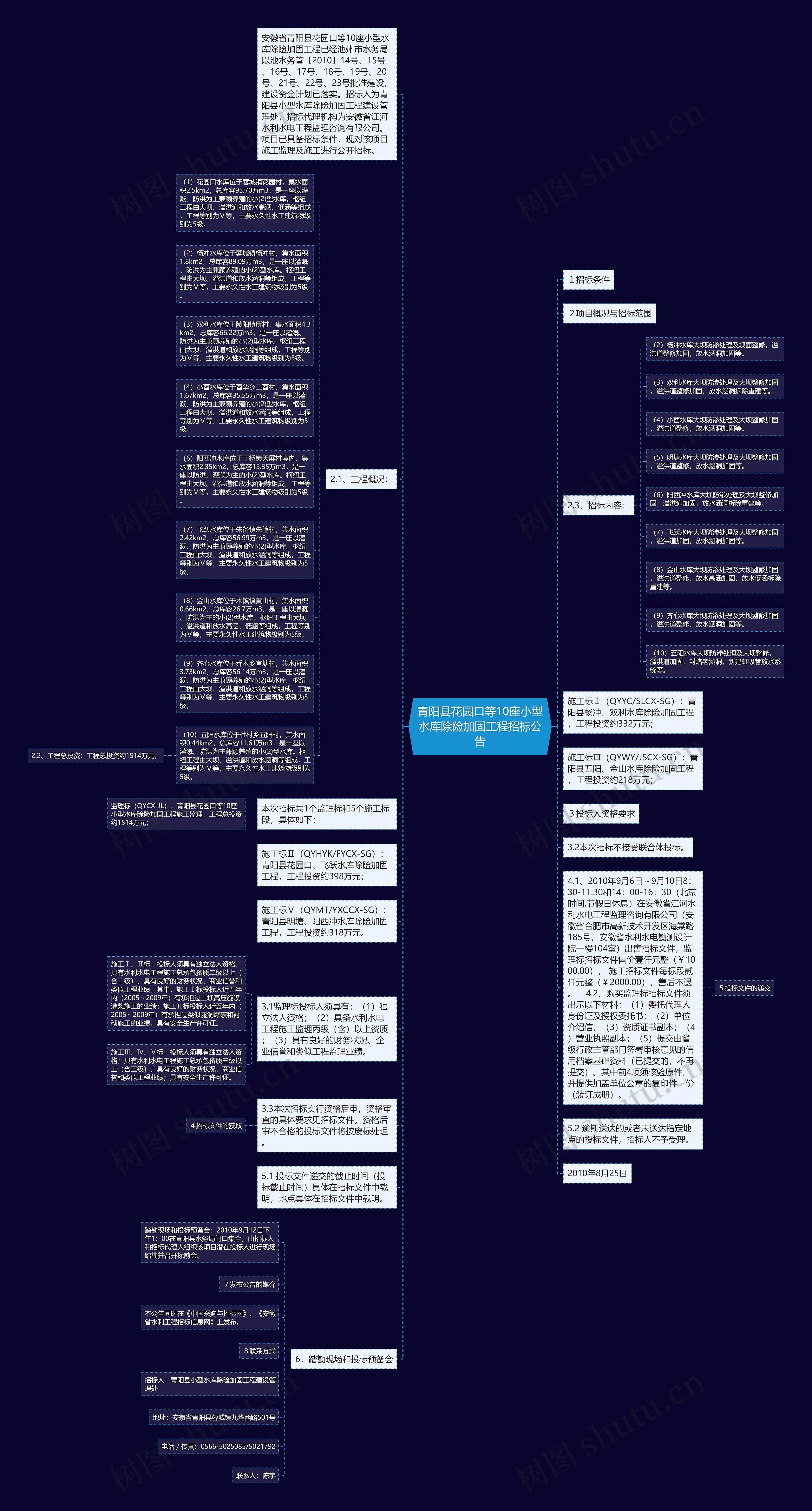 青阳县花园口等10座小型水库除险加固工程招标公告思维导图