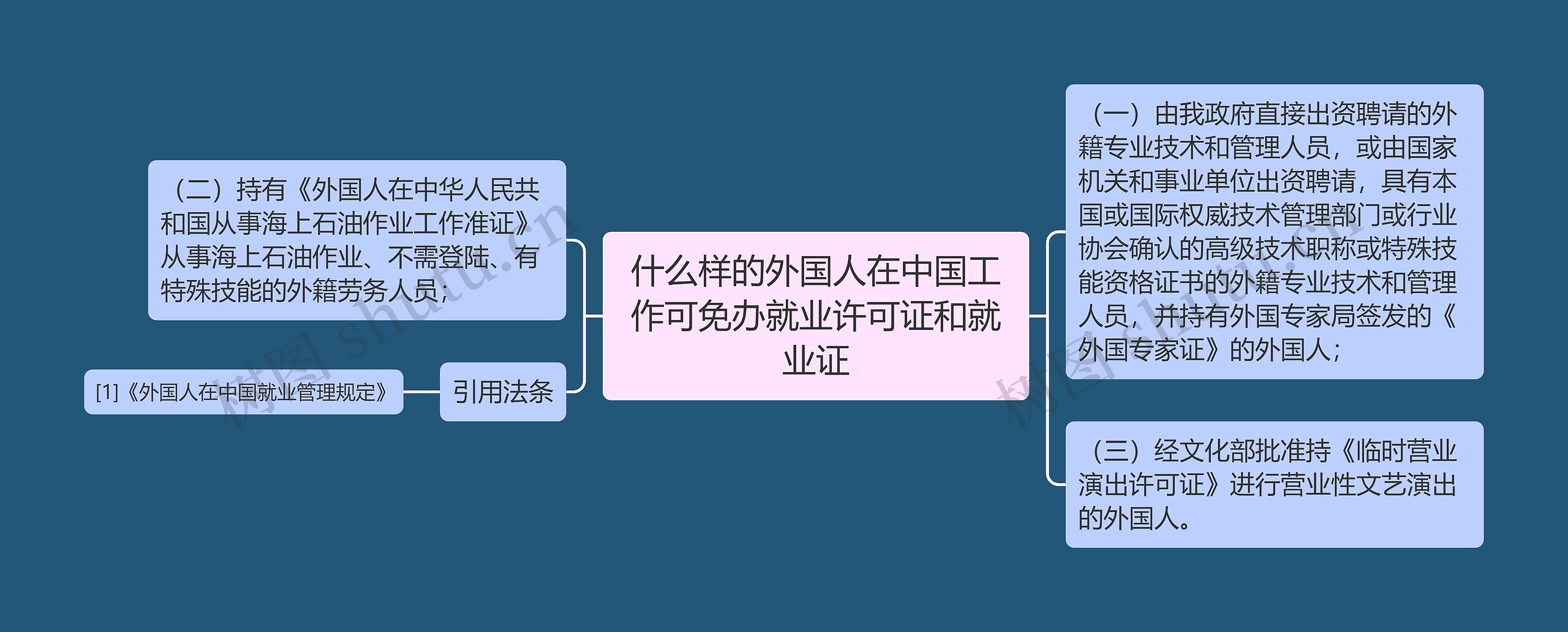 什么样的外国人在中国工作可免办就业许可证和就业证思维导图