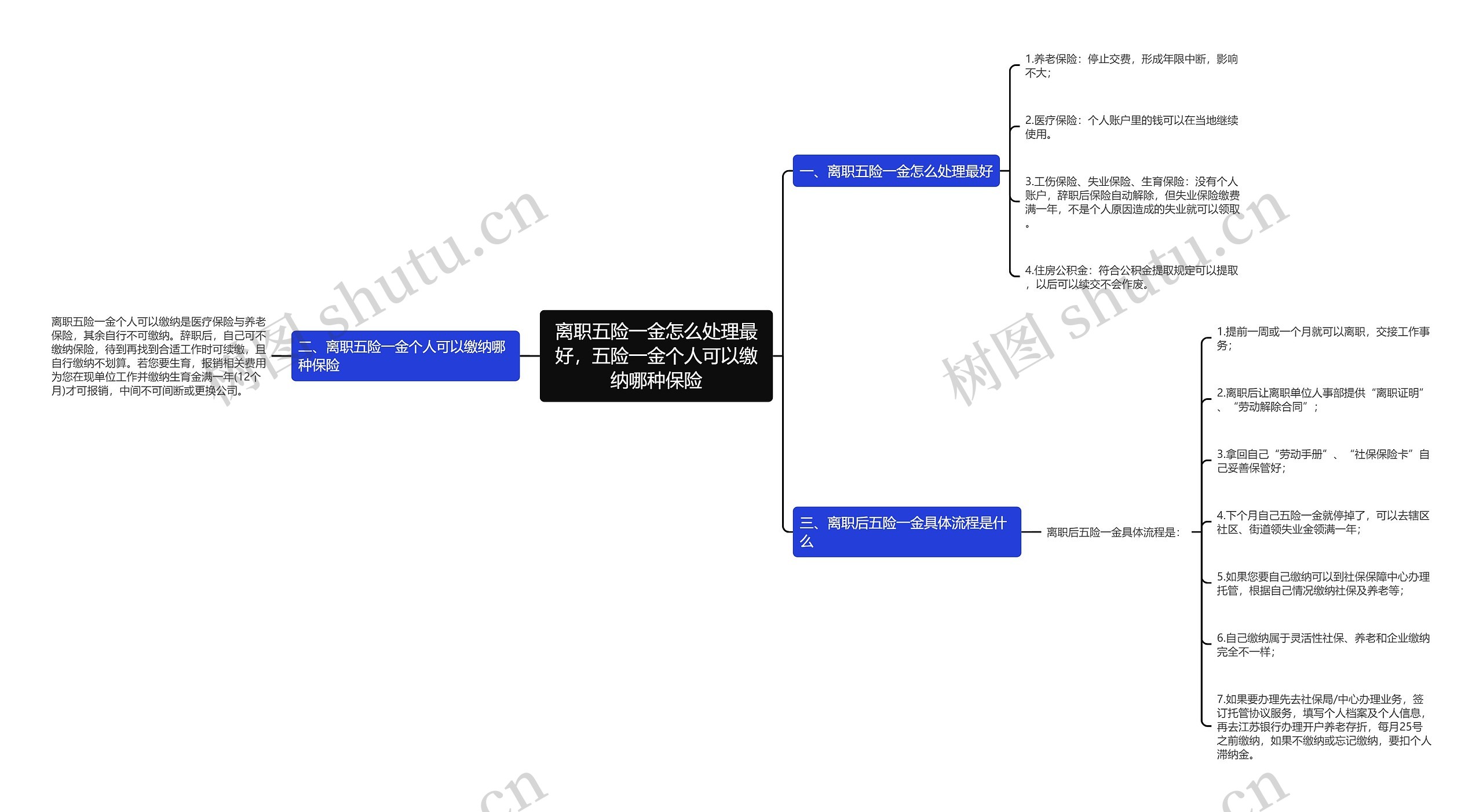 离职五险一金怎么处理最好，五险一金个人可以缴纳哪种保险思维导图