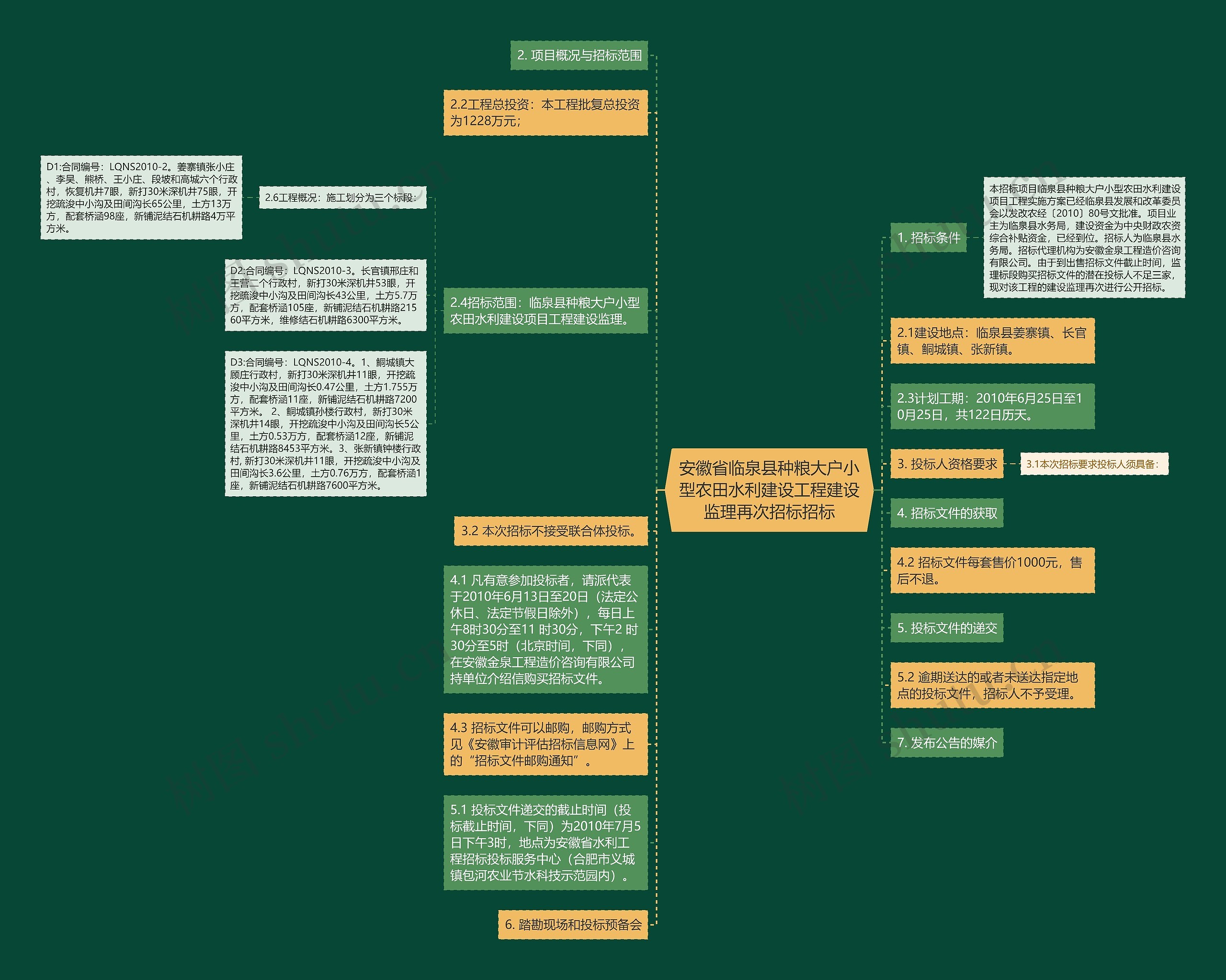 安徽省临泉县种粮大户小型农田水利建设工程建设监理再次招标招标思维导图