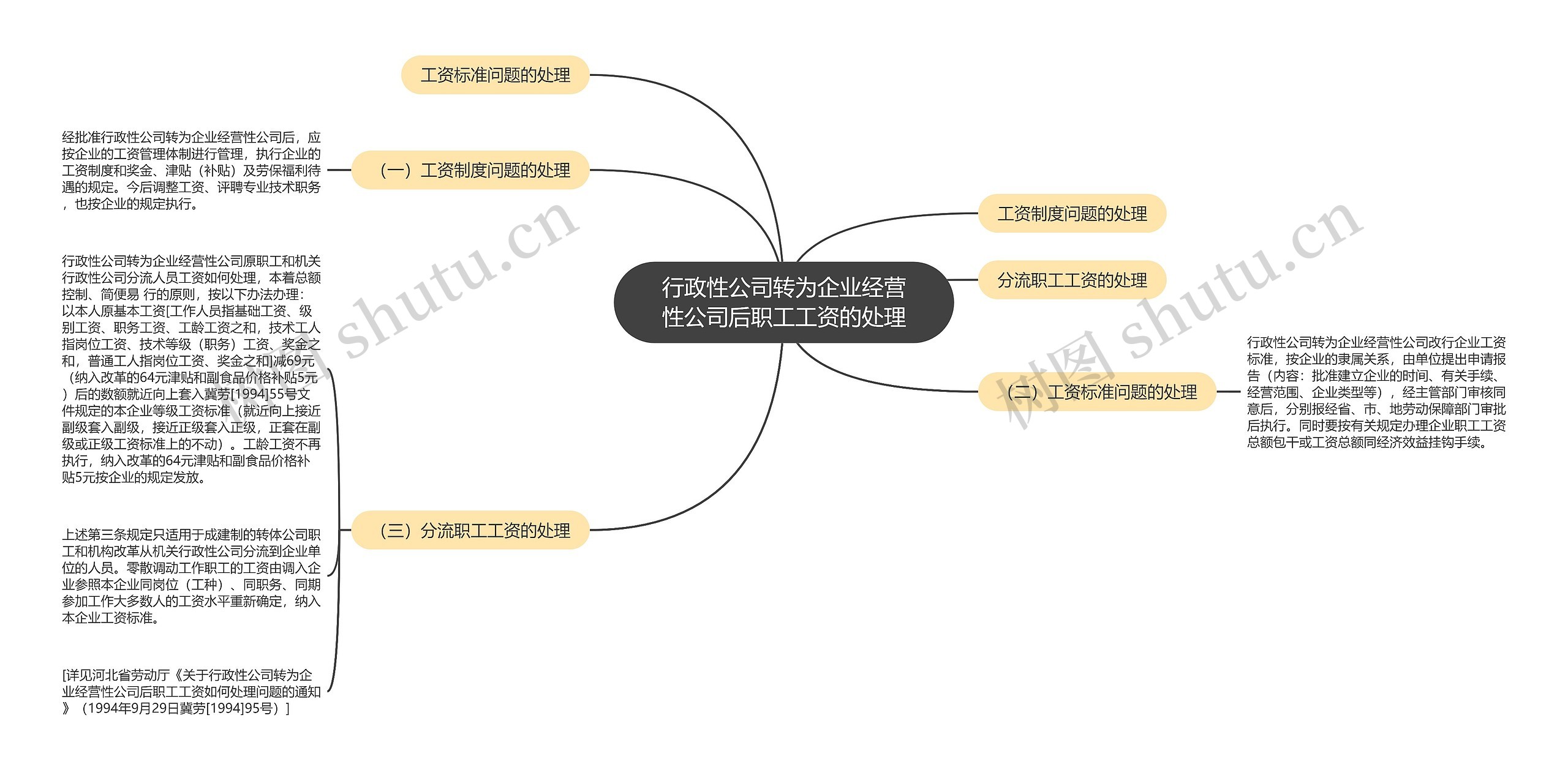 行政性公司转为企业经营性公司后职工工资的处理思维导图