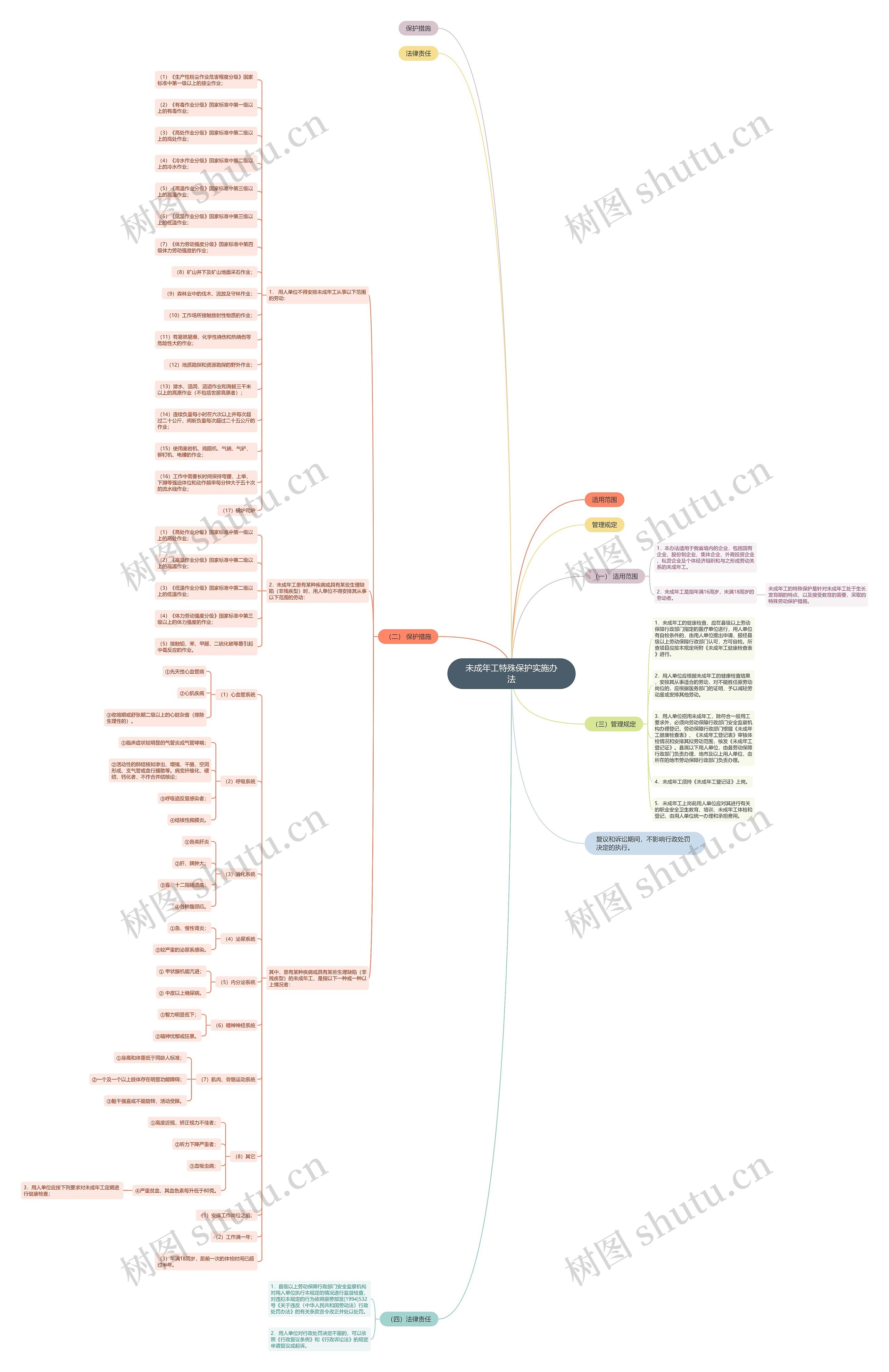 未成年工特殊保护实施办法思维导图