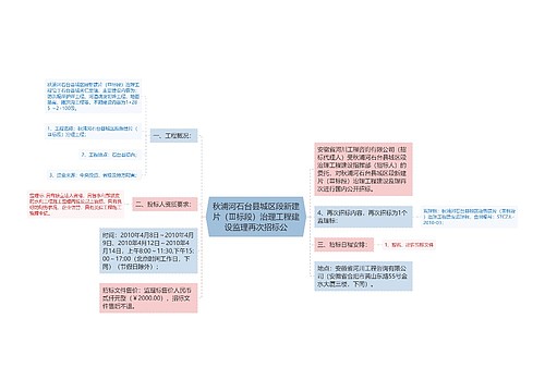 秋浦河石台县城区段新建片（Ⅲ标段）治理工程建设监理再次招标公