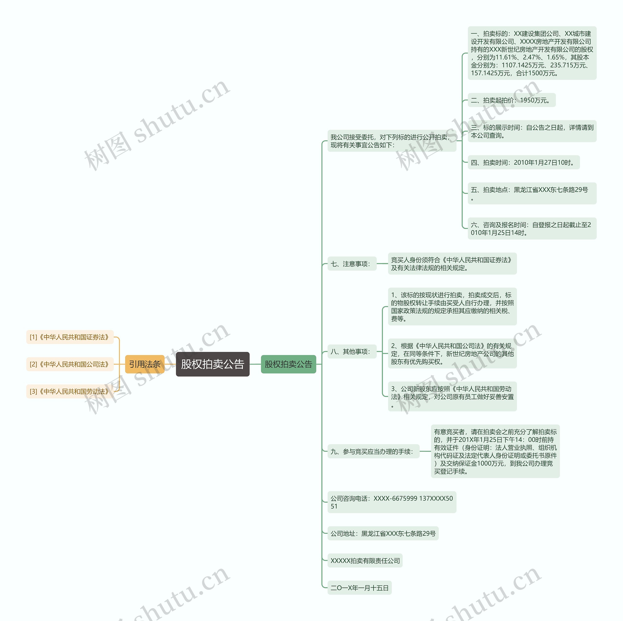 股权拍卖公告思维导图