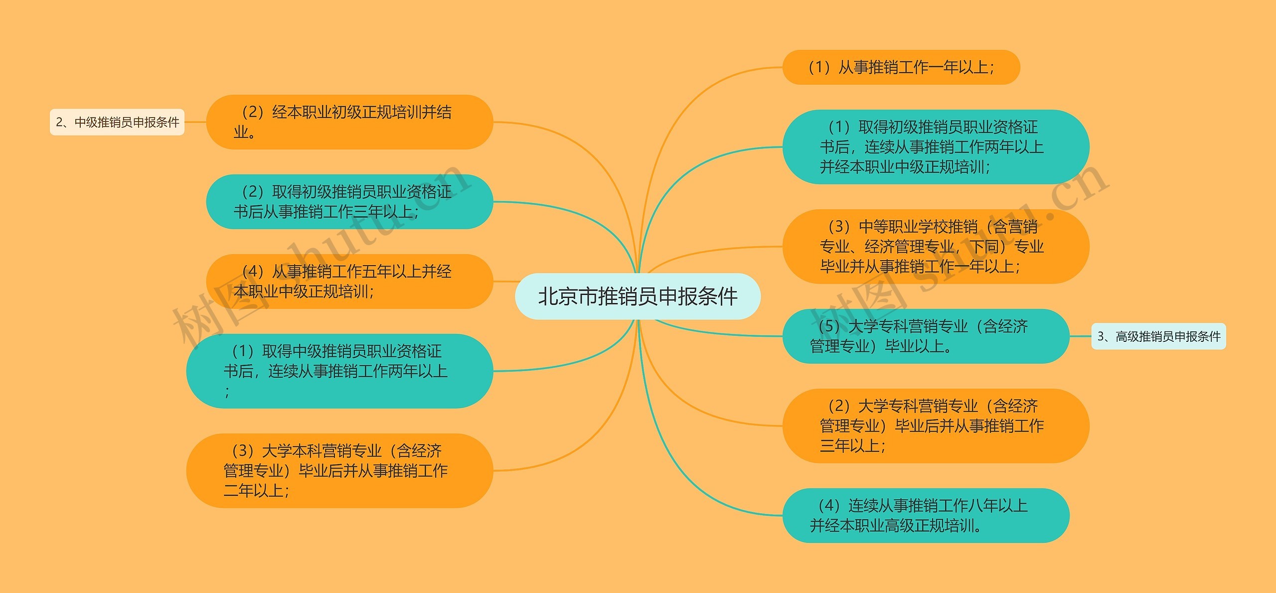 北京市推销员申报条件思维导图