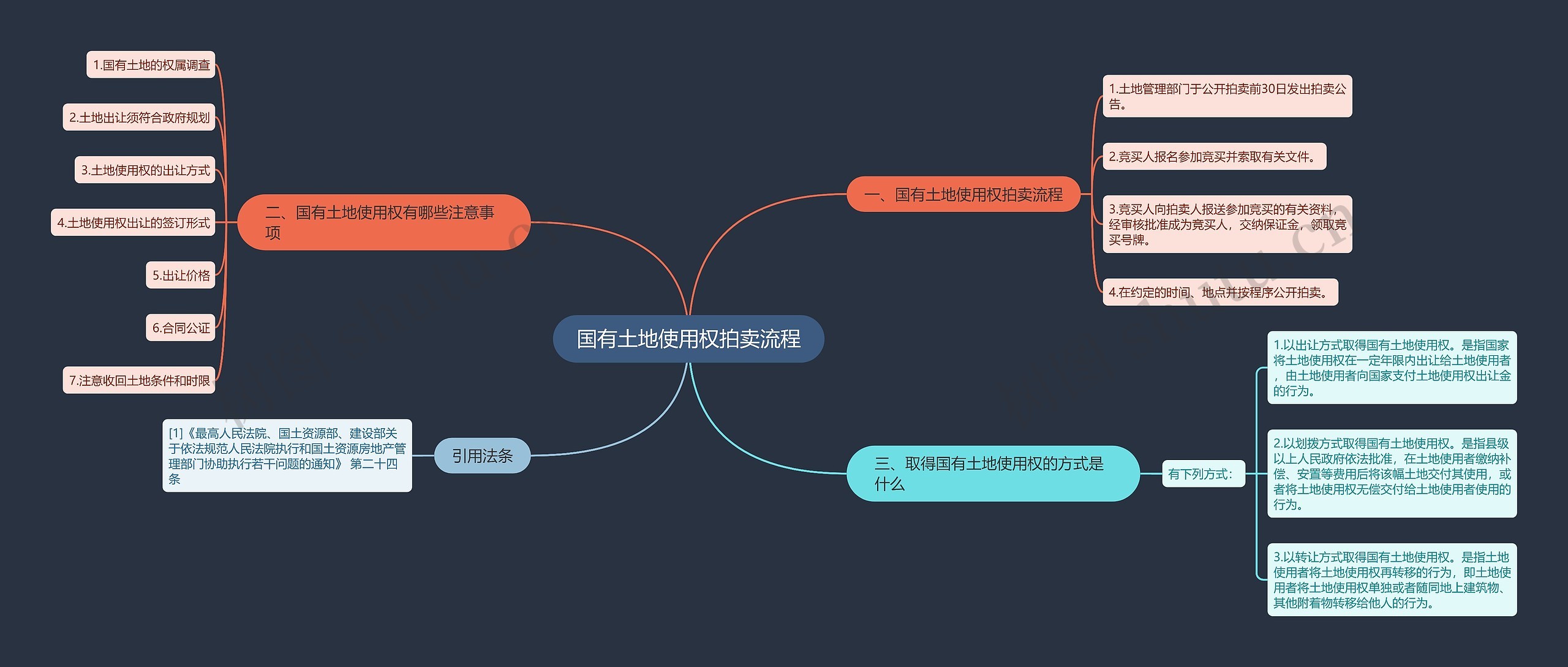 国有土地使用权拍卖流程思维导图