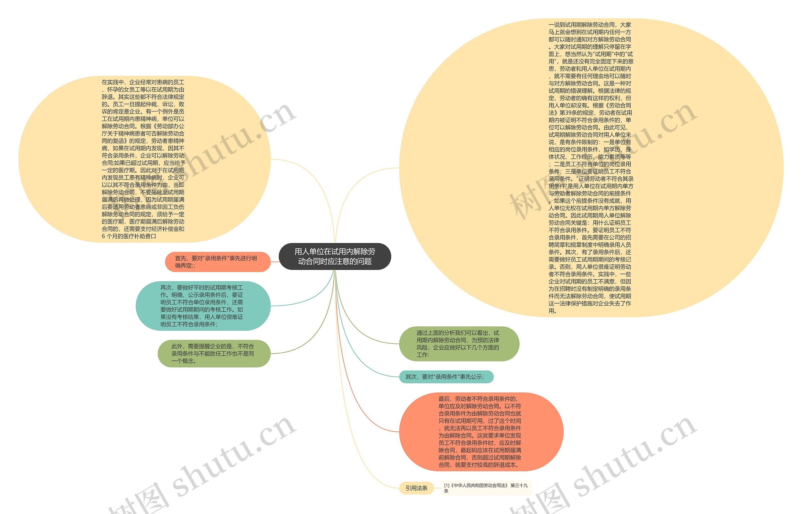 用人单位在试用内解除劳动合同时应注意的问题思维导图