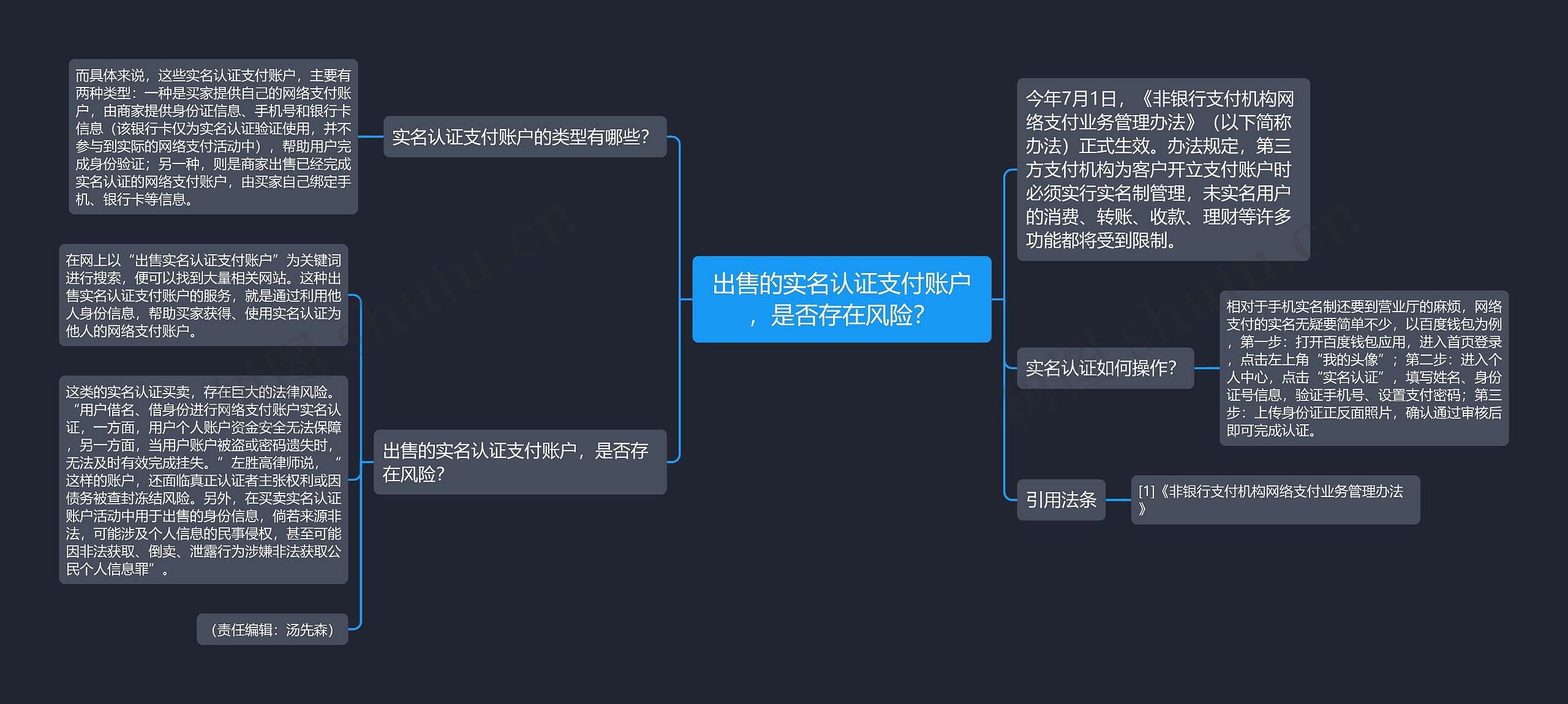 出售的实名认证支付账户，是否存在风险？思维导图