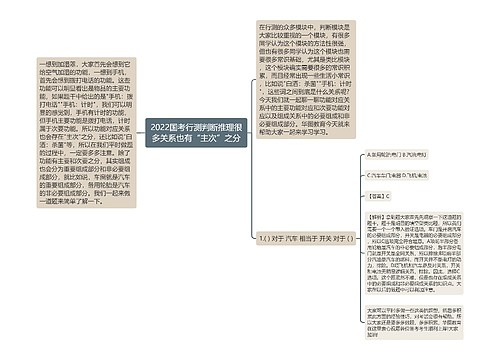 2022国考行测判断推理很多关系也有“主次”之分