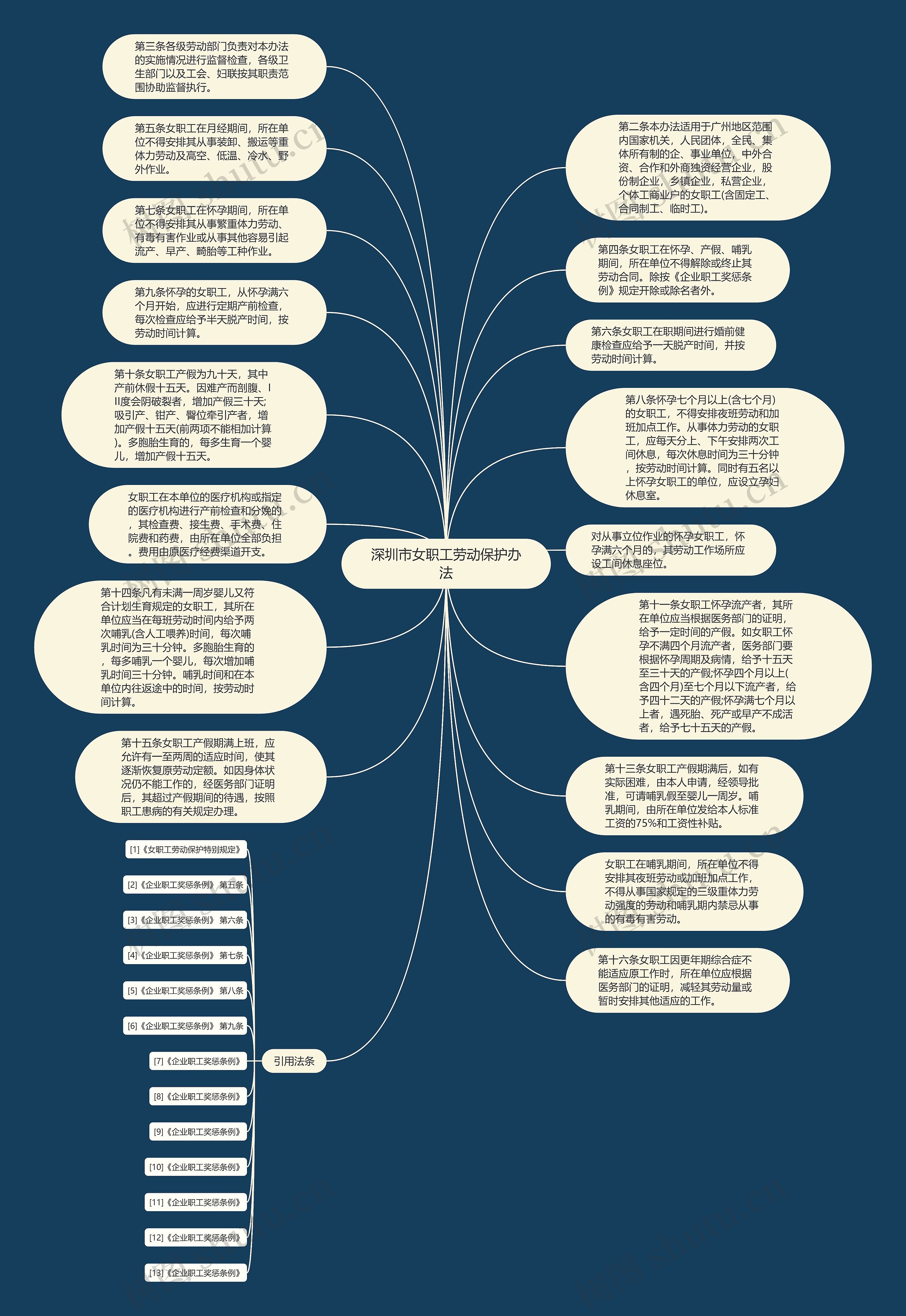深圳市女职工劳动保护办法思维导图