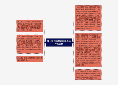 新三板挂牌公司股票连续发行条件