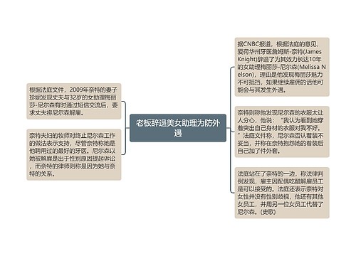 老板辞退美女助理为防外遇