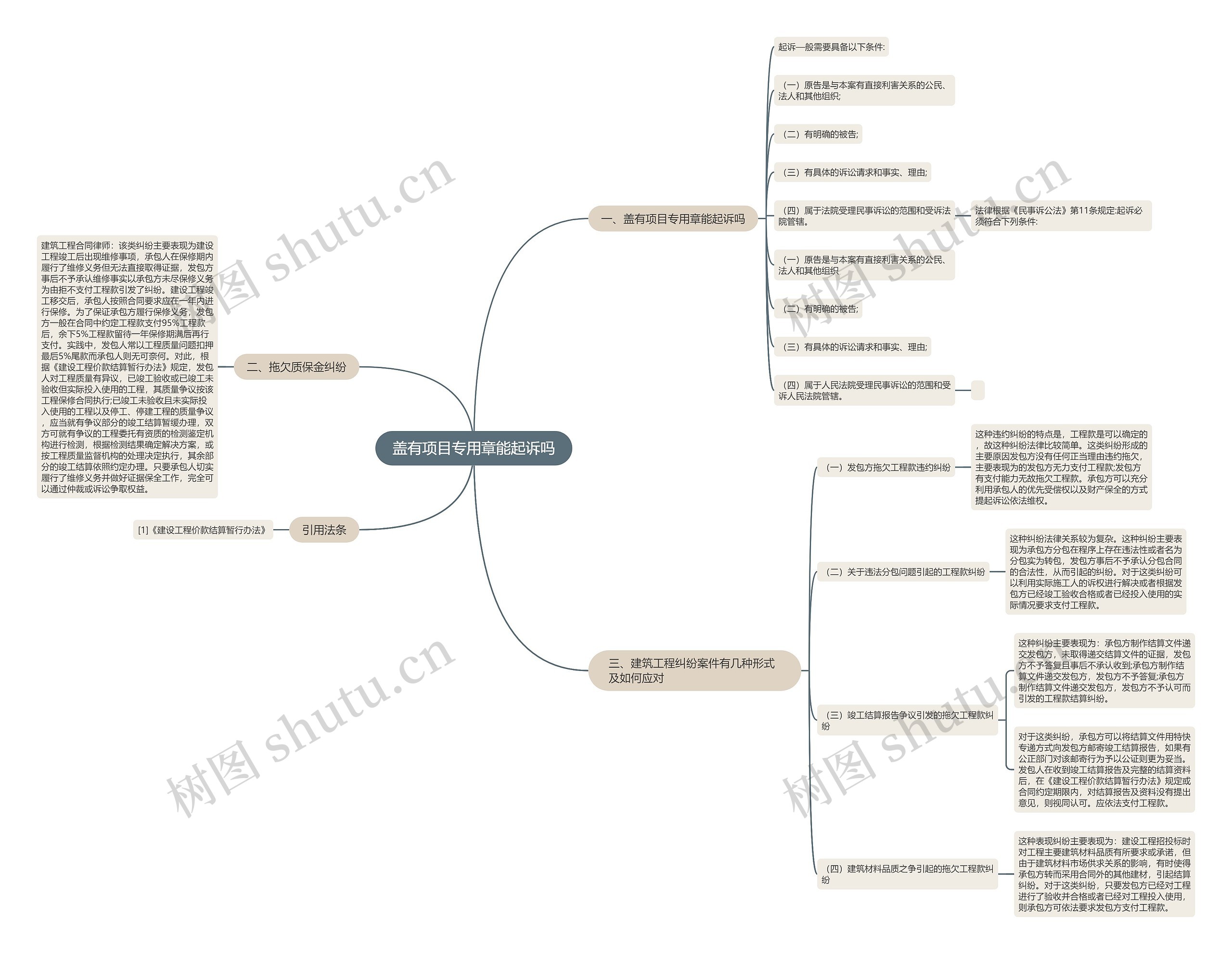 盖有项目专用章能起诉吗思维导图