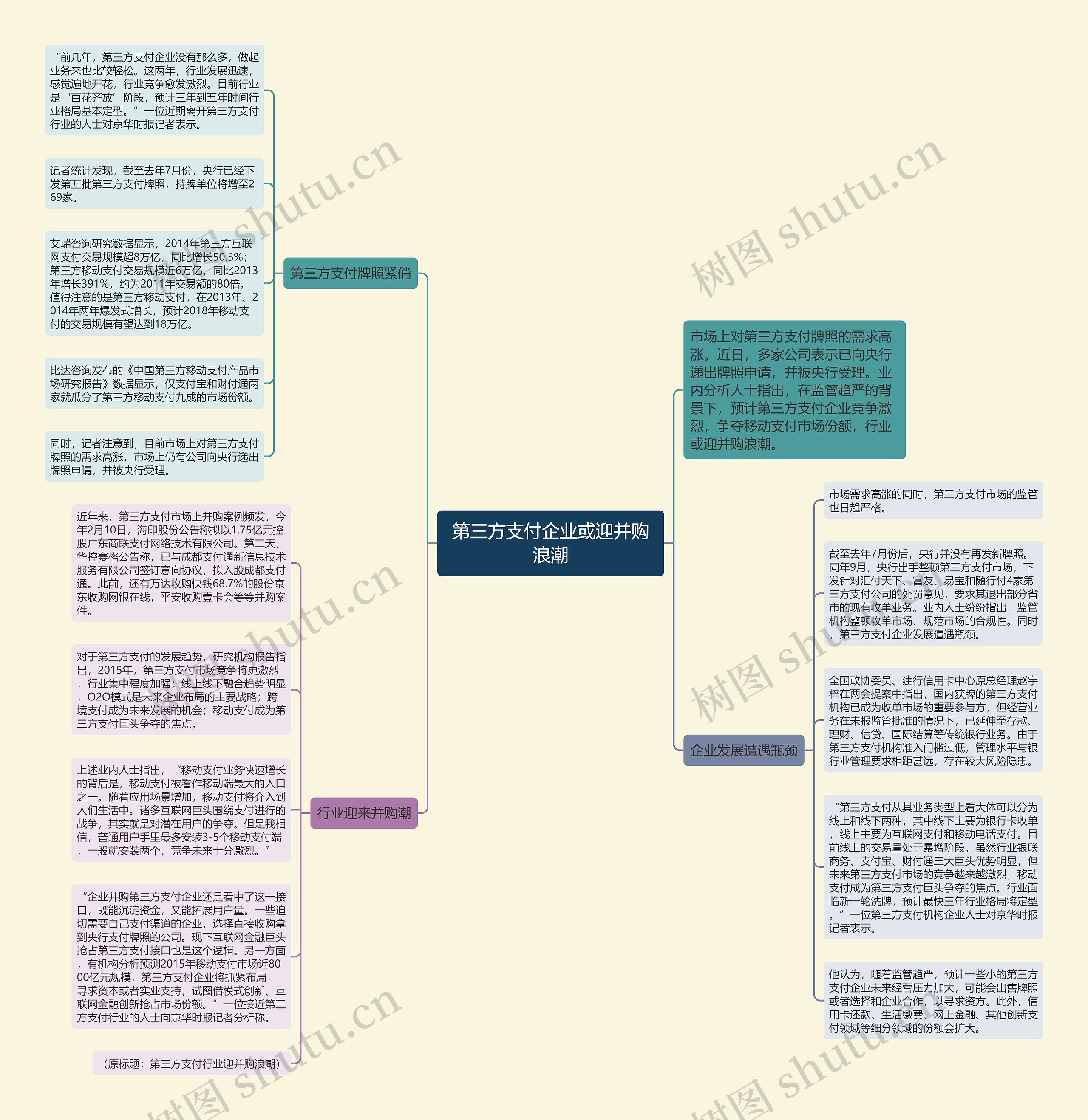 第三方支付企业或迎并购浪潮思维导图