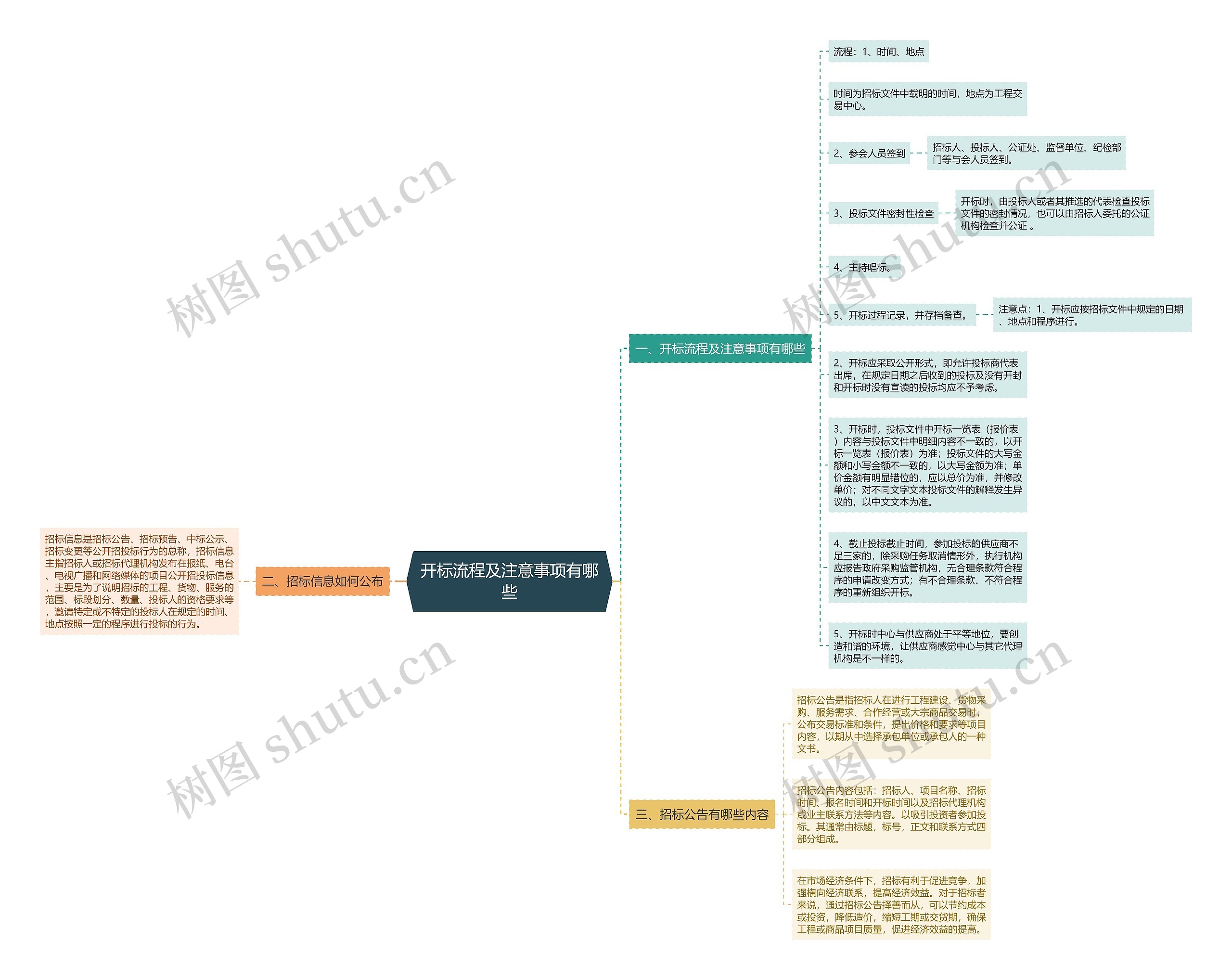 开标流程及注意事项有哪些思维导图