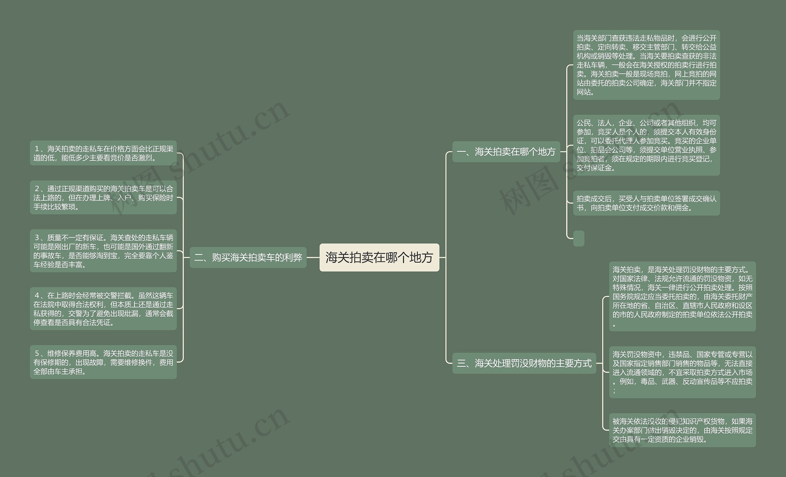 海关拍卖在哪个地方思维导图