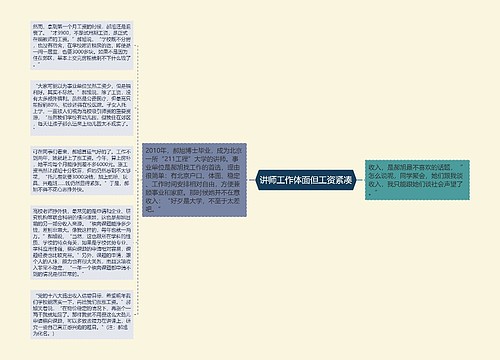 讲师工作体面但工资紧凑