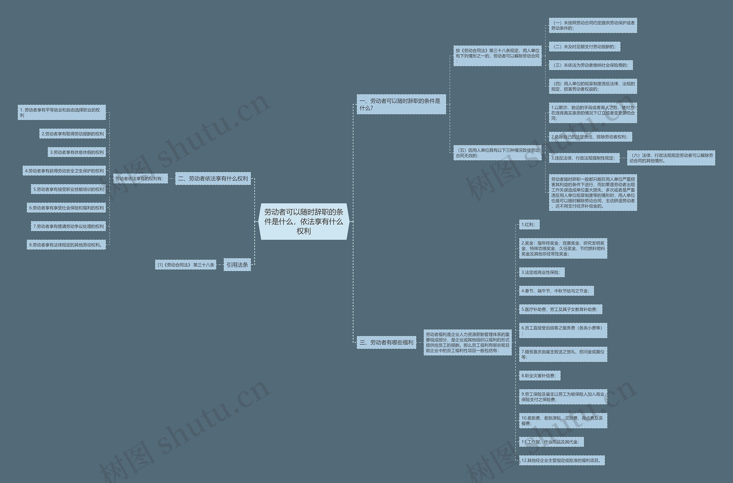 劳动者可以随时辞职的条件是什么，依法享有什么权利思维导图