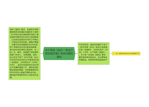 关于落实《创业一条龙工程实施方案》有关问题的通知