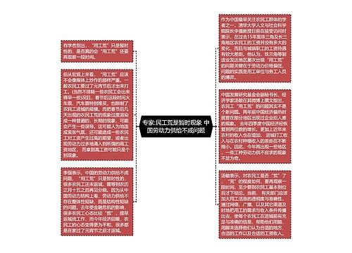 专家:民工荒是暂时现象 中国劳动力供给不成问题