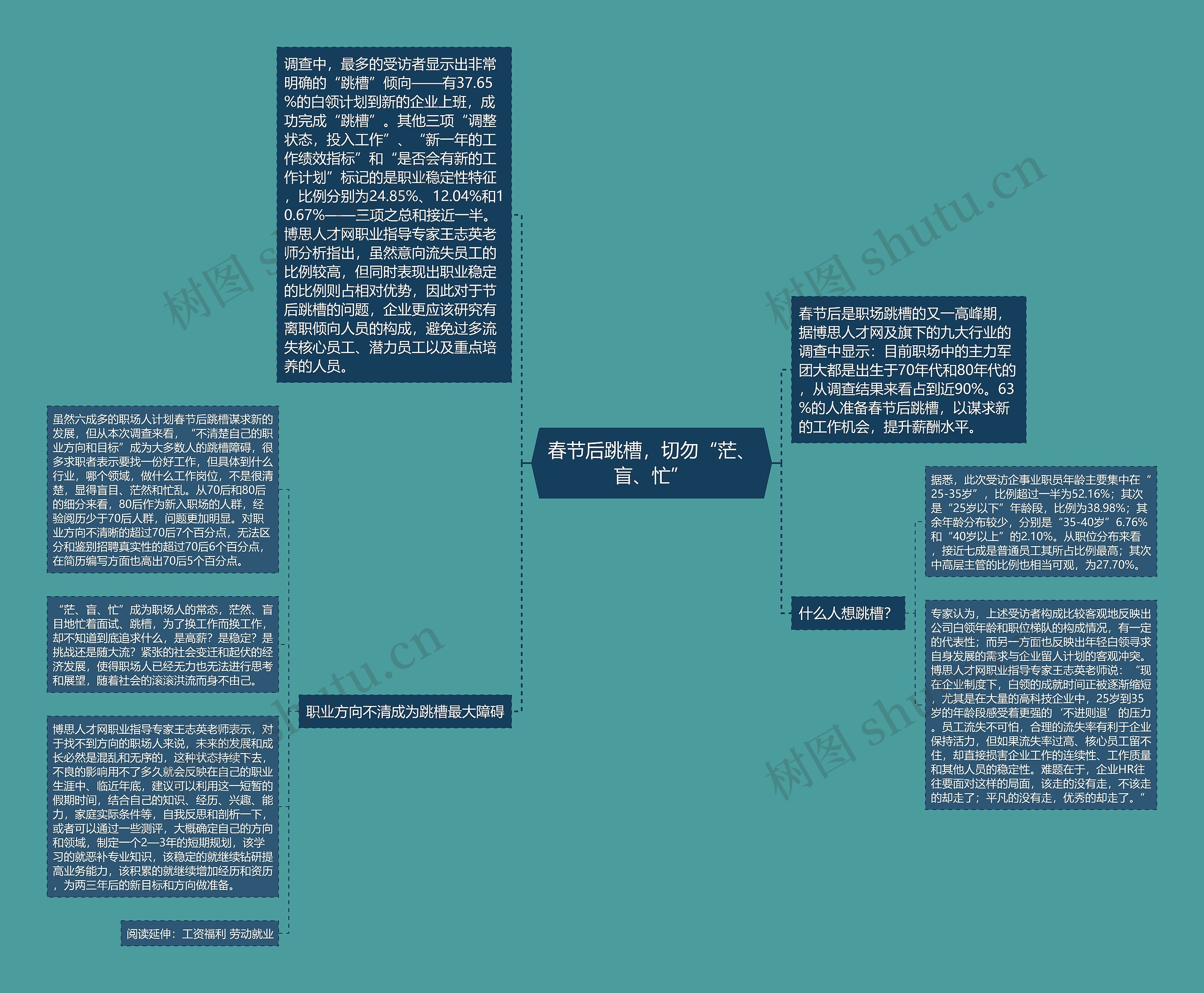 春节后跳槽，切勿“茫、盲、忙”思维导图