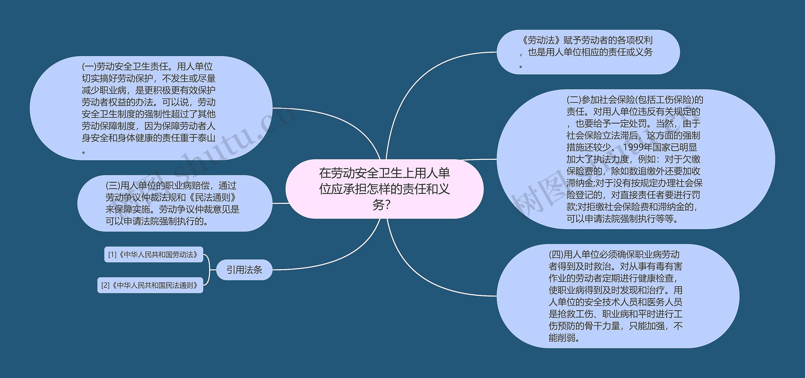 在劳动安全卫生上用人单位应承担怎样的责任和义务？思维导图