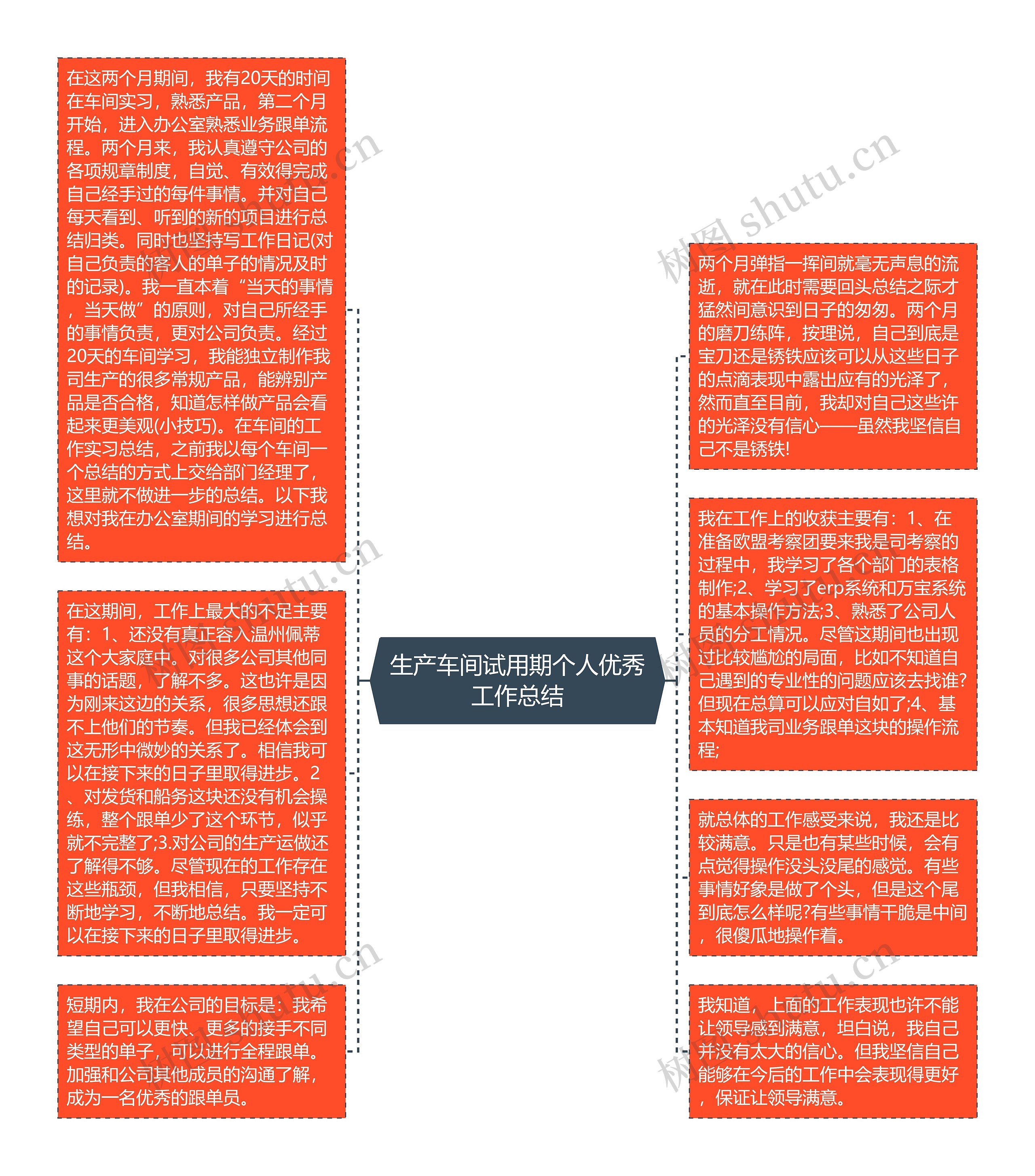 生产车间试用期个人优秀工作总结思维导图