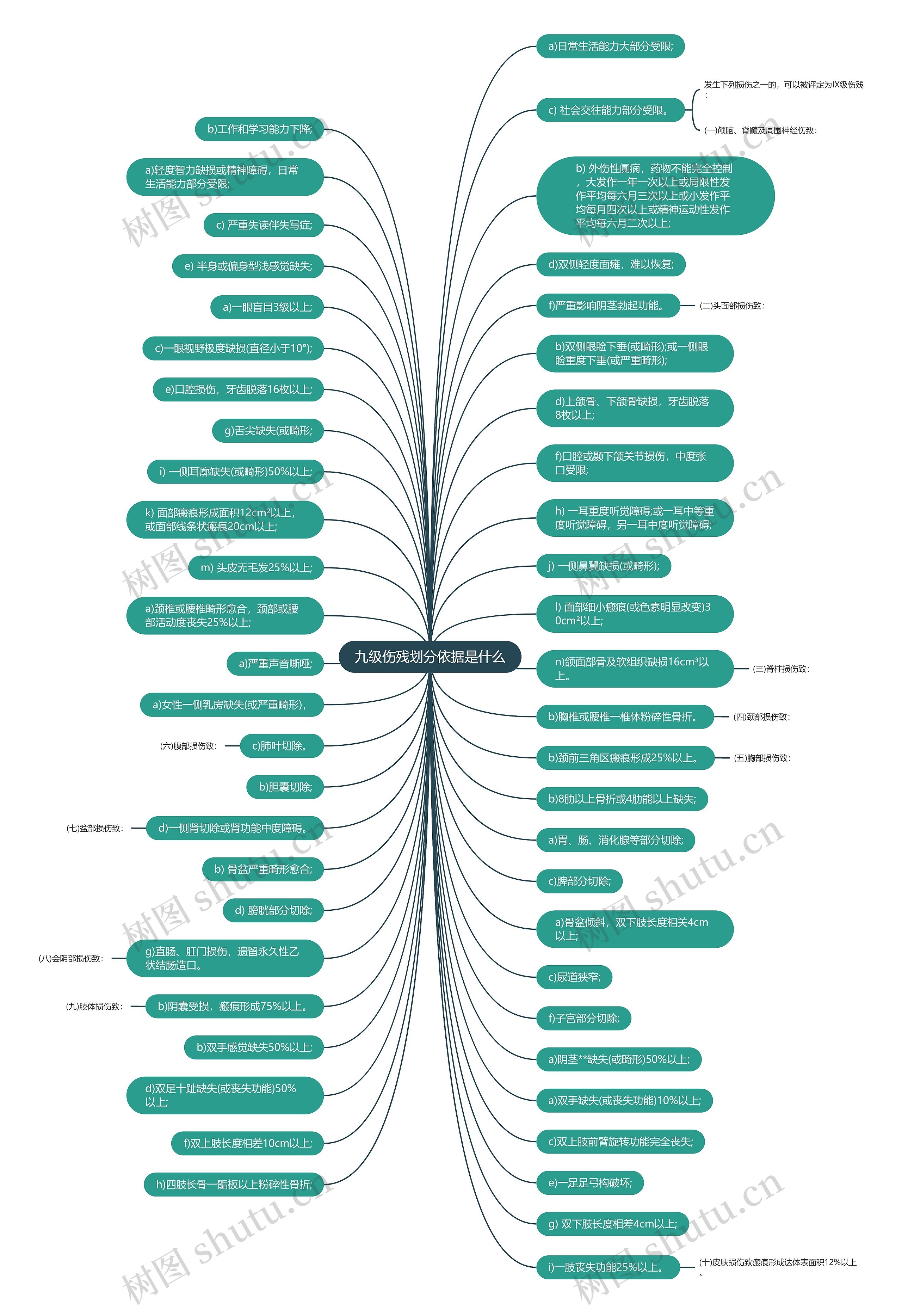 九级伤残划分依据是什么思维导图
