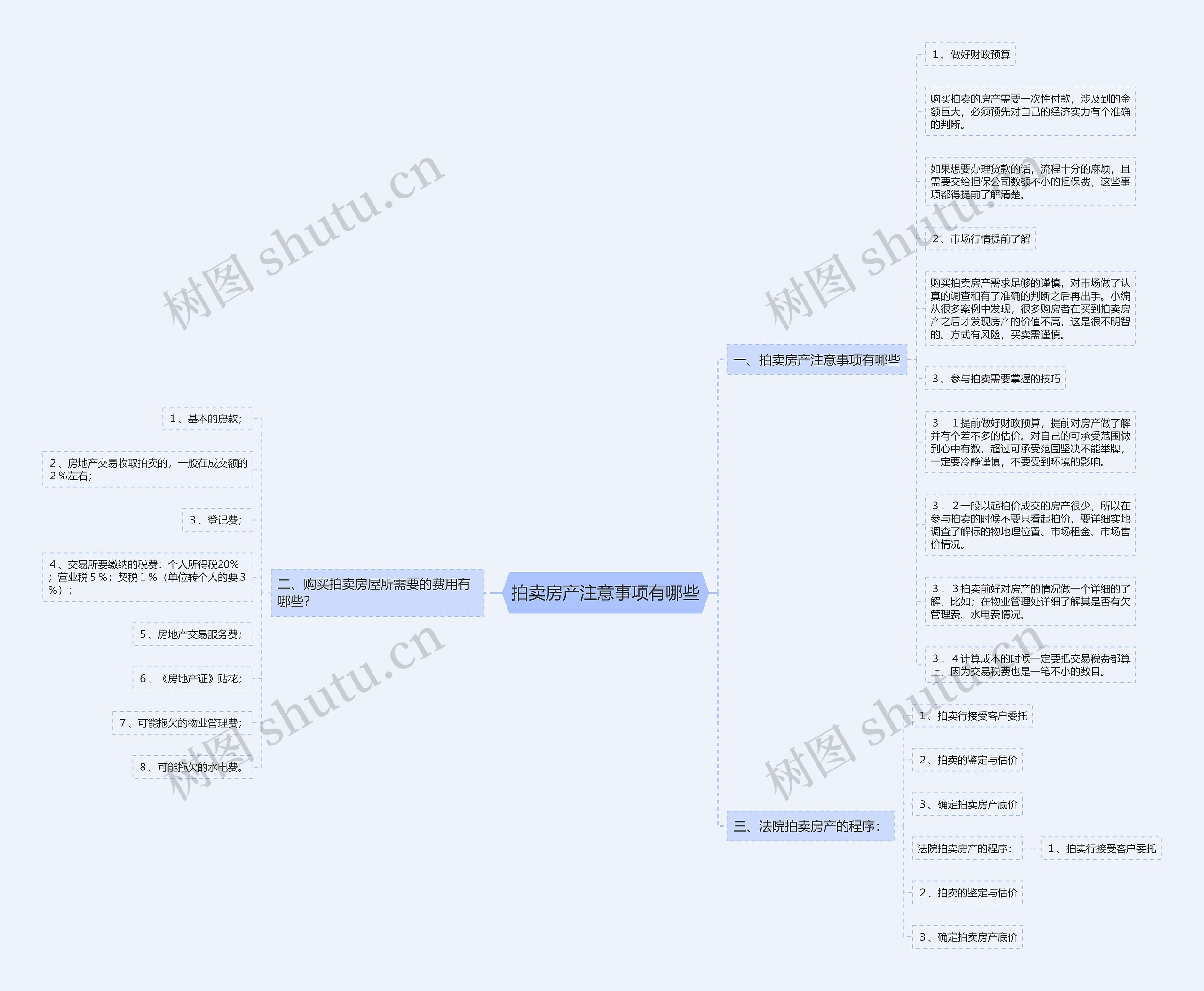 拍卖房产注意事项有哪些思维导图