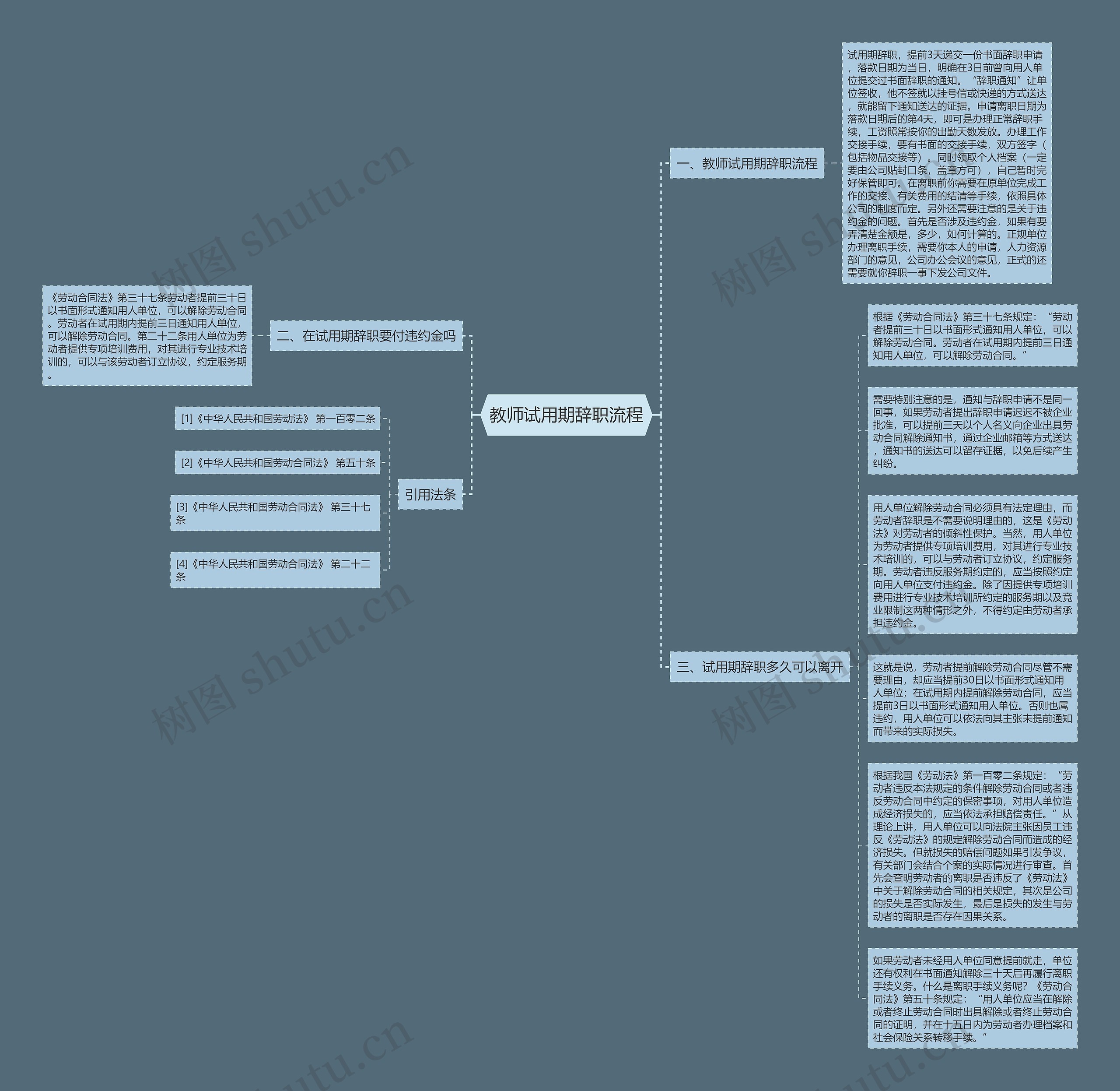 教师试用期辞职流程思维导图
