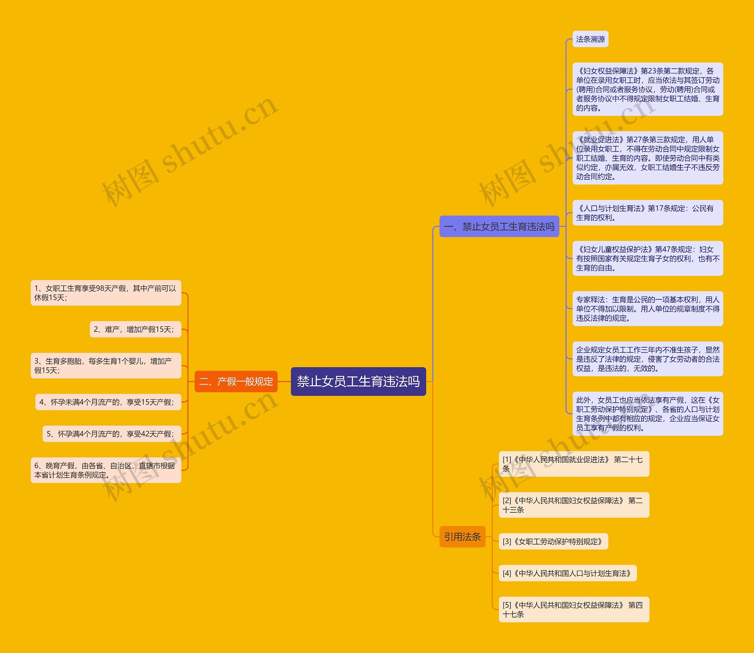 禁止女员工生育违法吗思维导图
