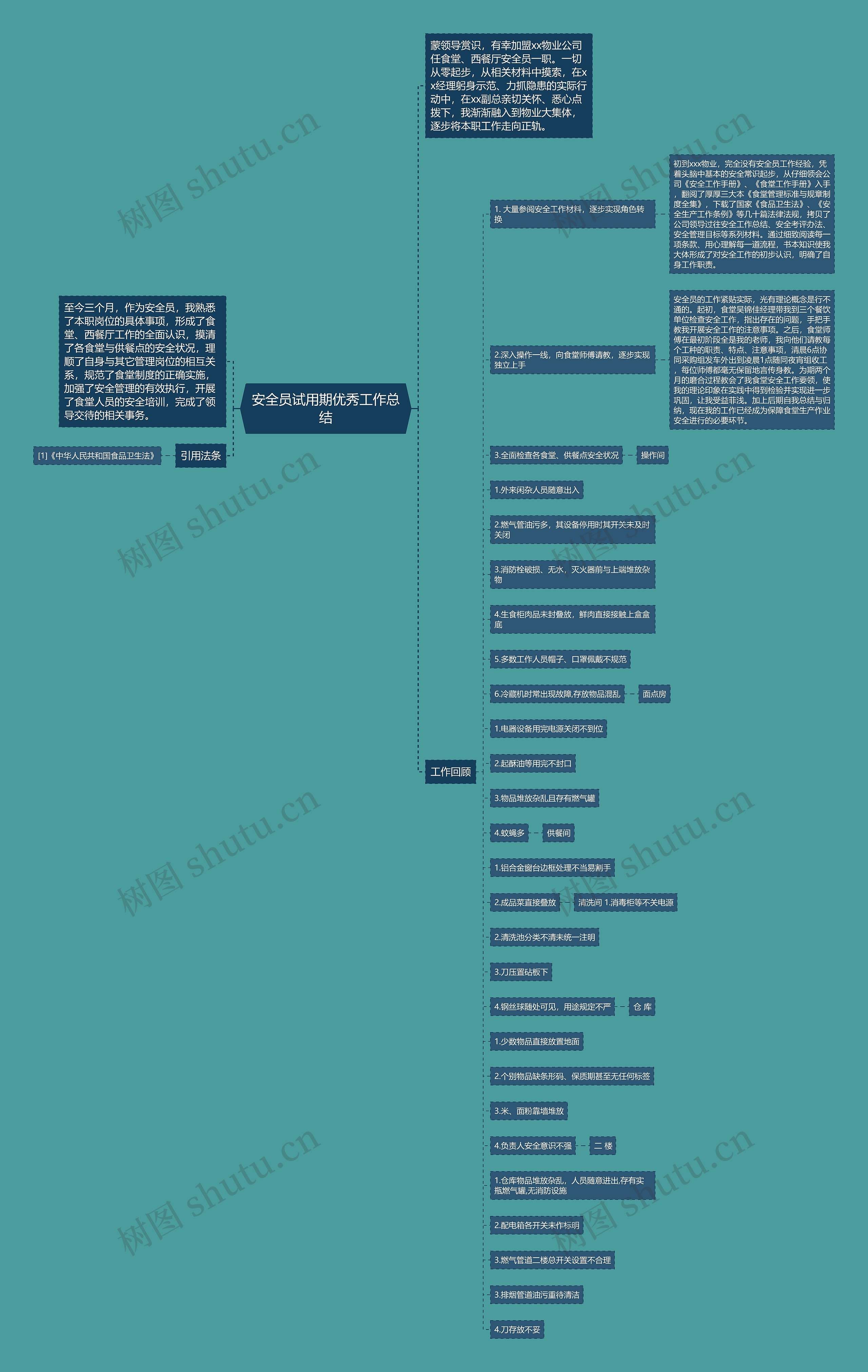 安全员试用期优秀工作总结思维导图