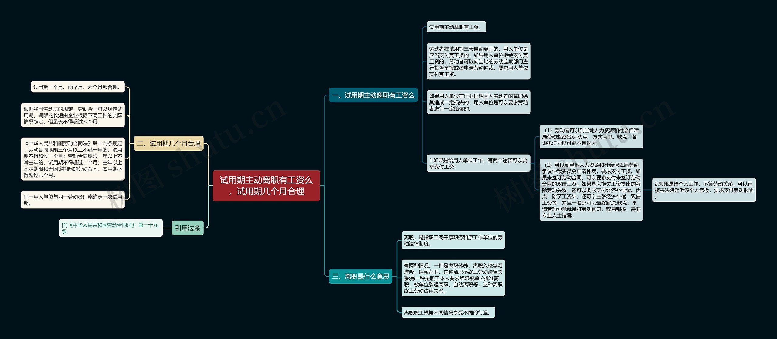 试用期主动离职有工资么，试用期几个月合理思维导图