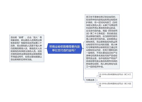 带商业秘密跳槽需要向原单位支付违约金吗？