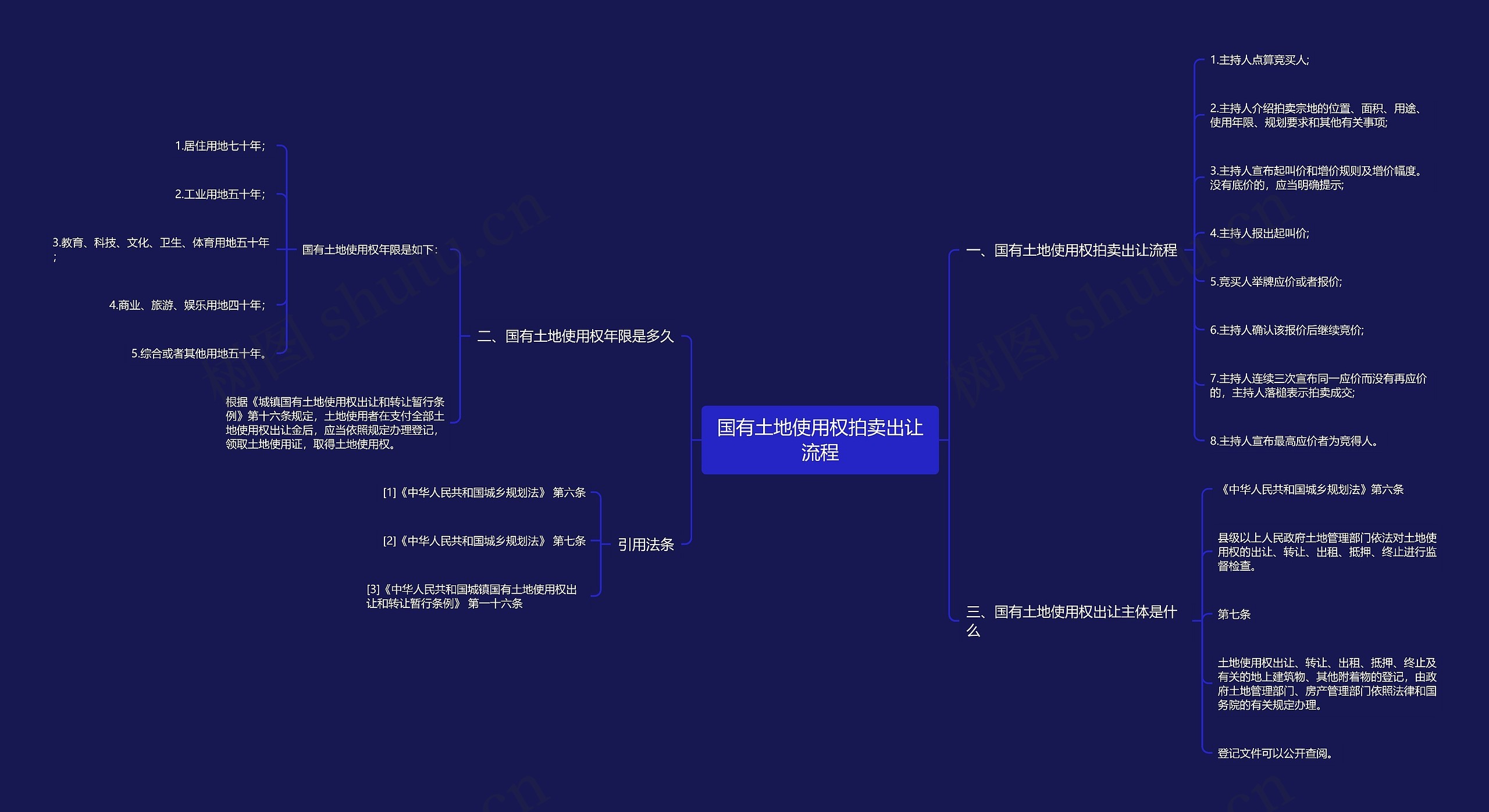 国有土地使用权拍卖出让流程思维导图