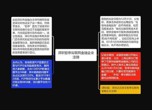 深圳暂停互联网金融企业注册