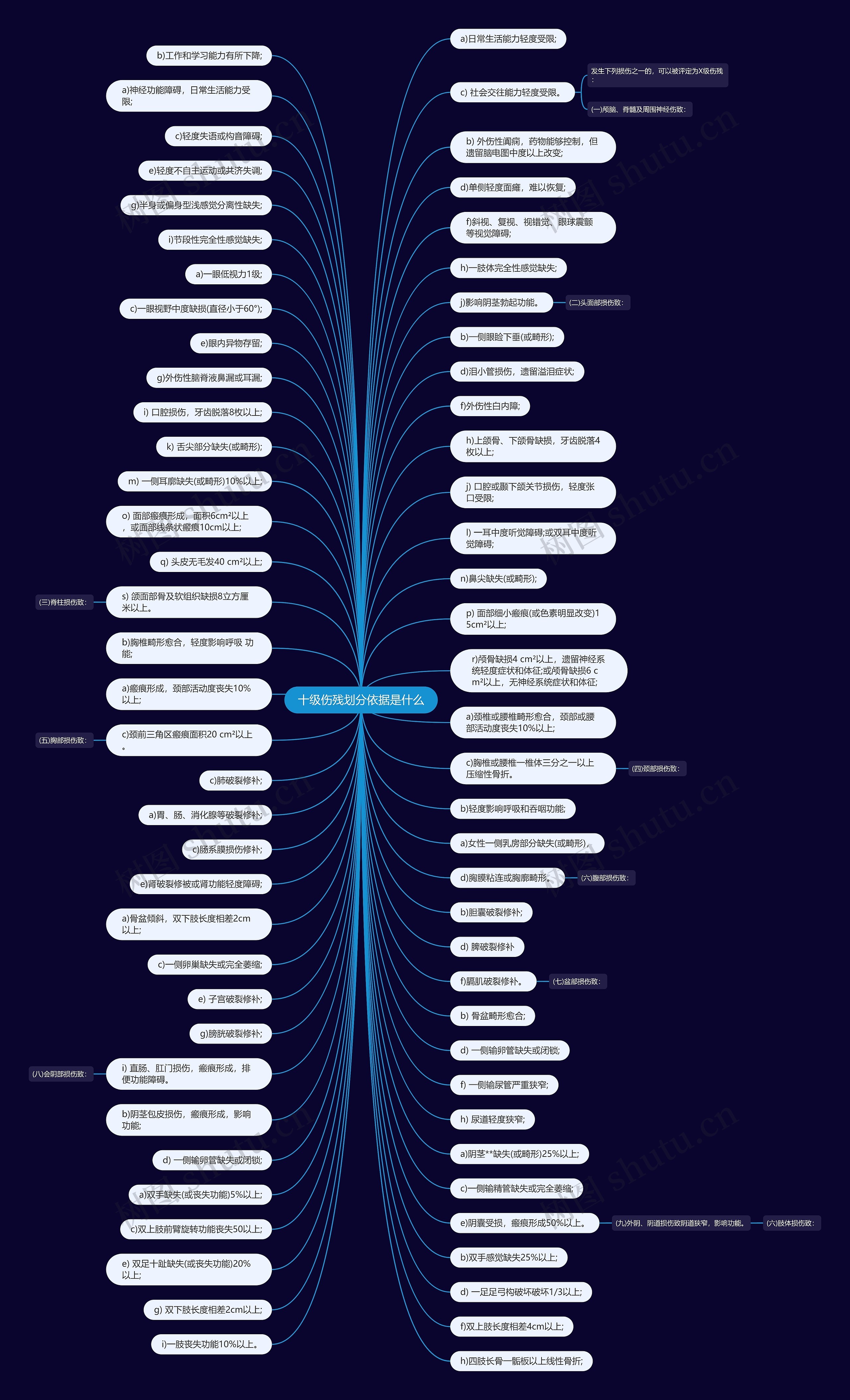 十级伤残划分依据是什么思维导图