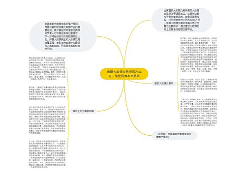 贵阳大数据交易所即将成立，是全国首家交易所