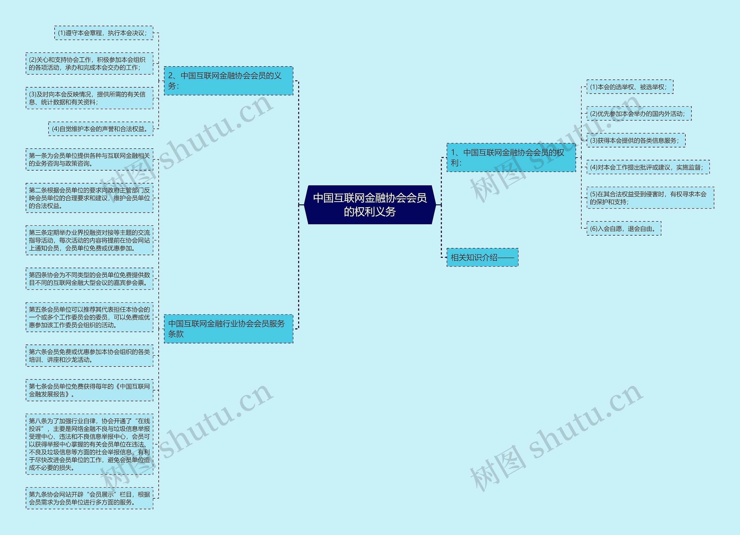 中国互联网金融协会会员的权利义务思维导图