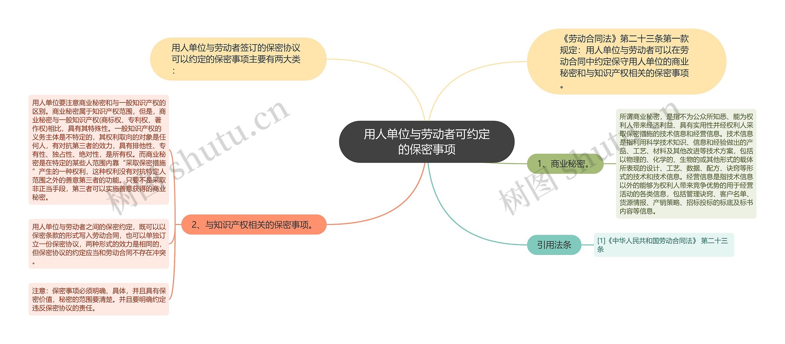 用人单位与劳动者可约定的保密事项思维导图