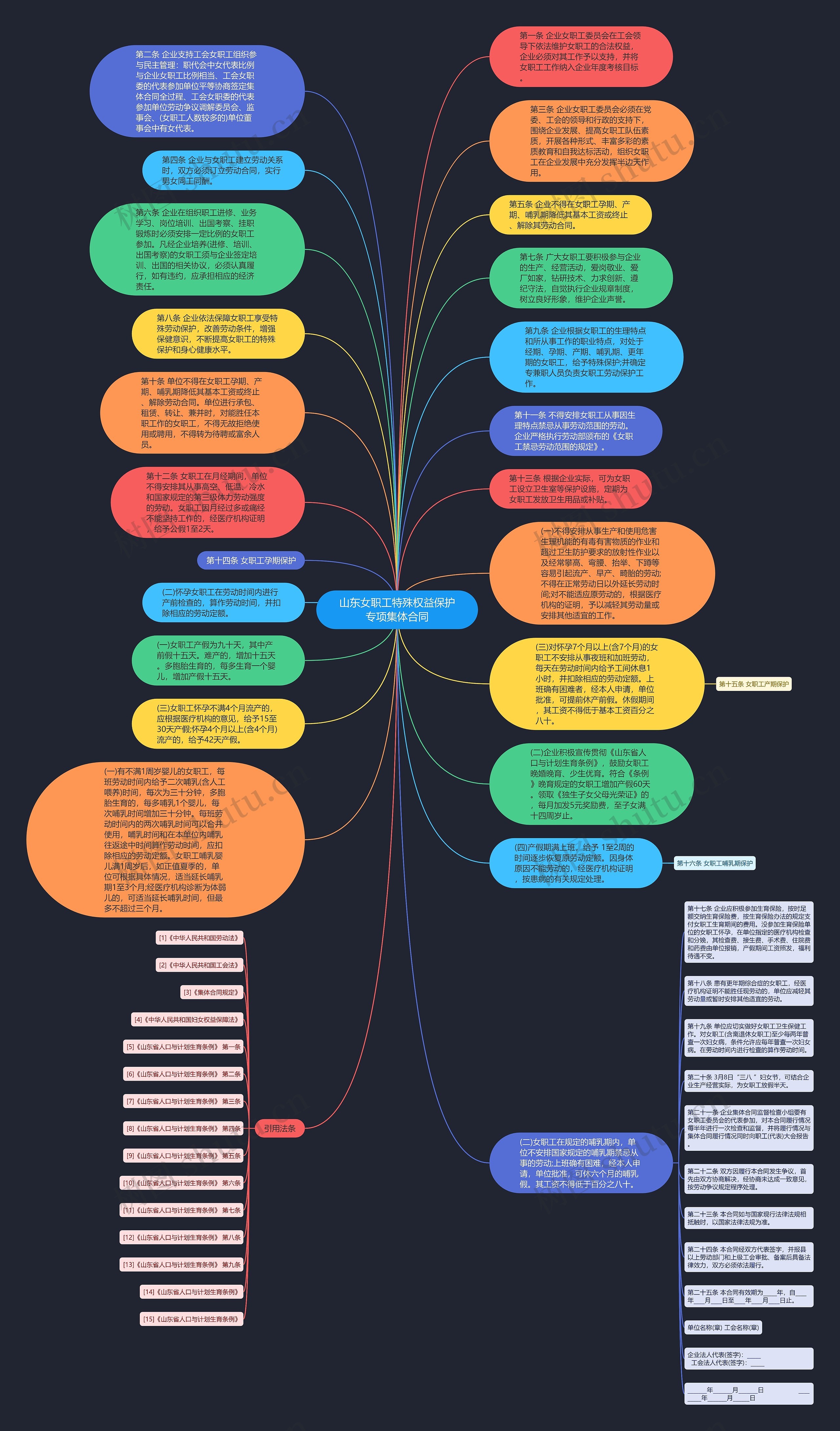 山东女职工特殊权益保护专项集体合同思维导图