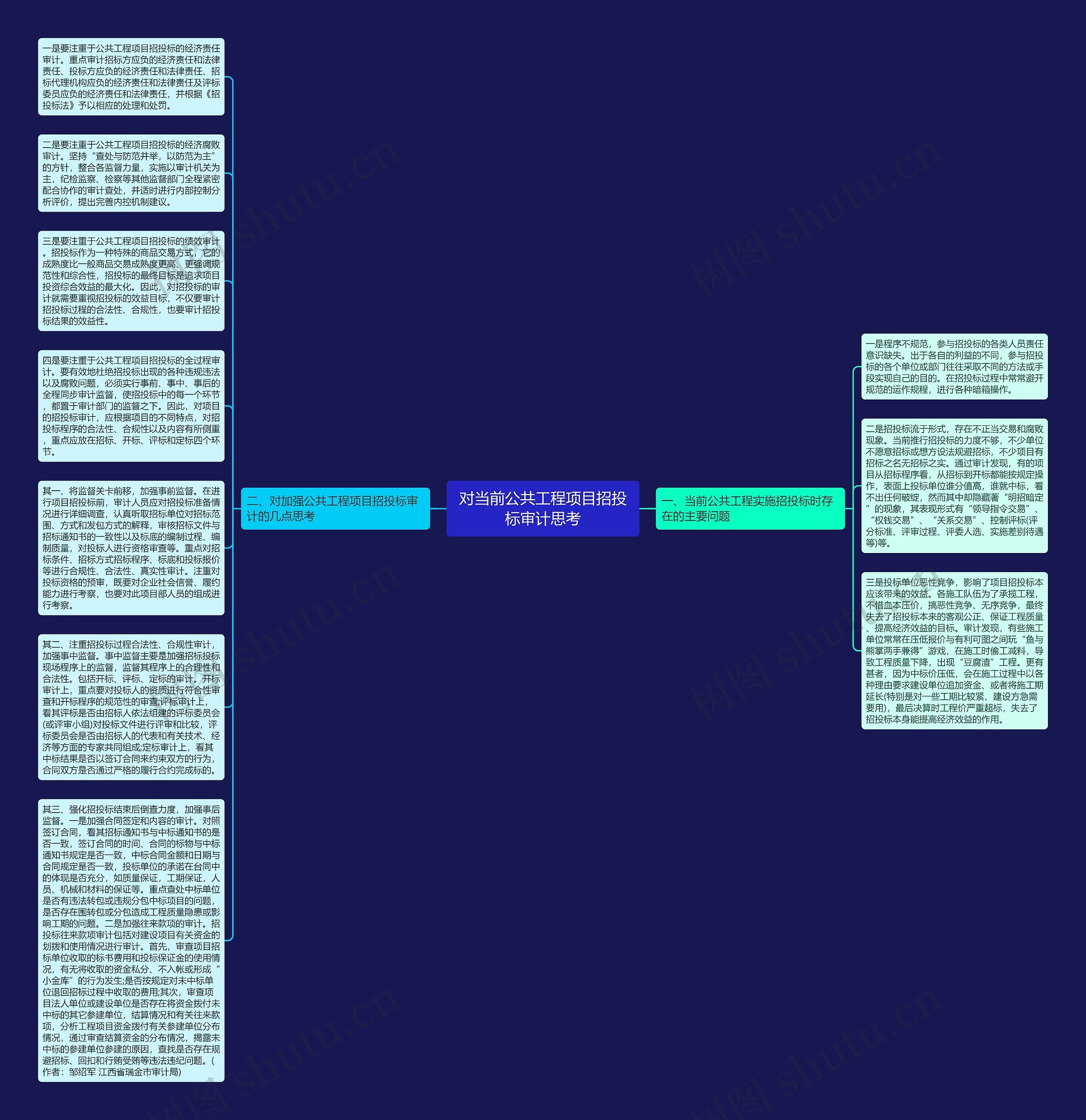 对当前公共工程项目招投标审计思考思维导图