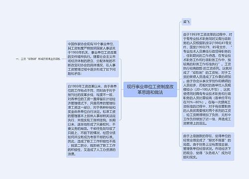 现行事业单位工资制度改革思路和做法