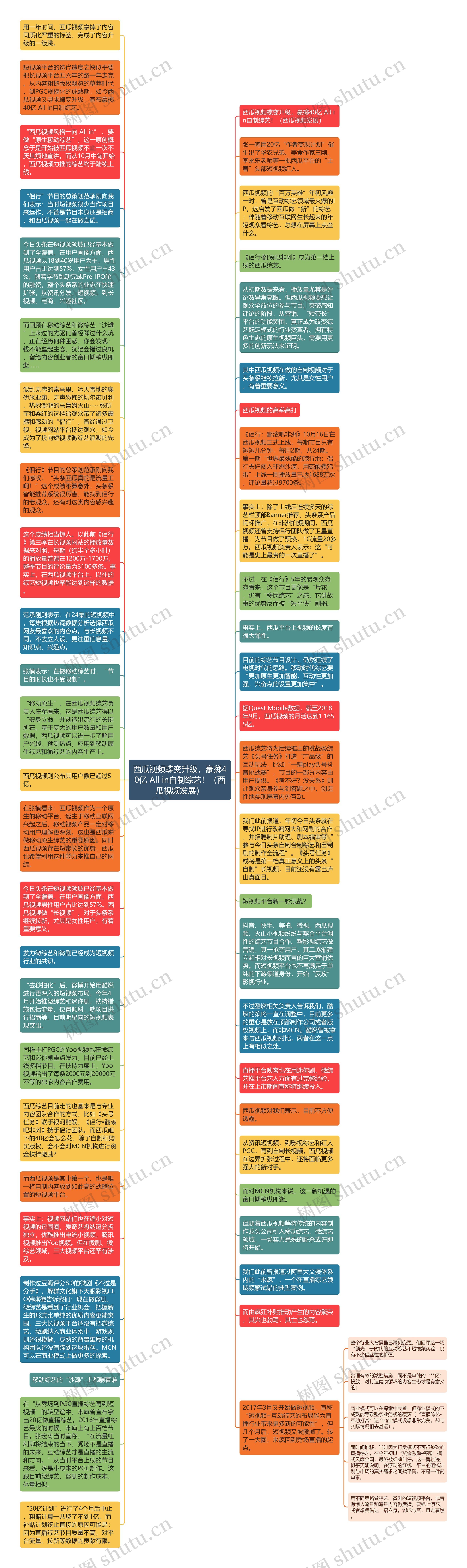 西瓜视频蝶变升级，豪掷40亿 All in自制综艺！（西瓜视频发展）思维导图