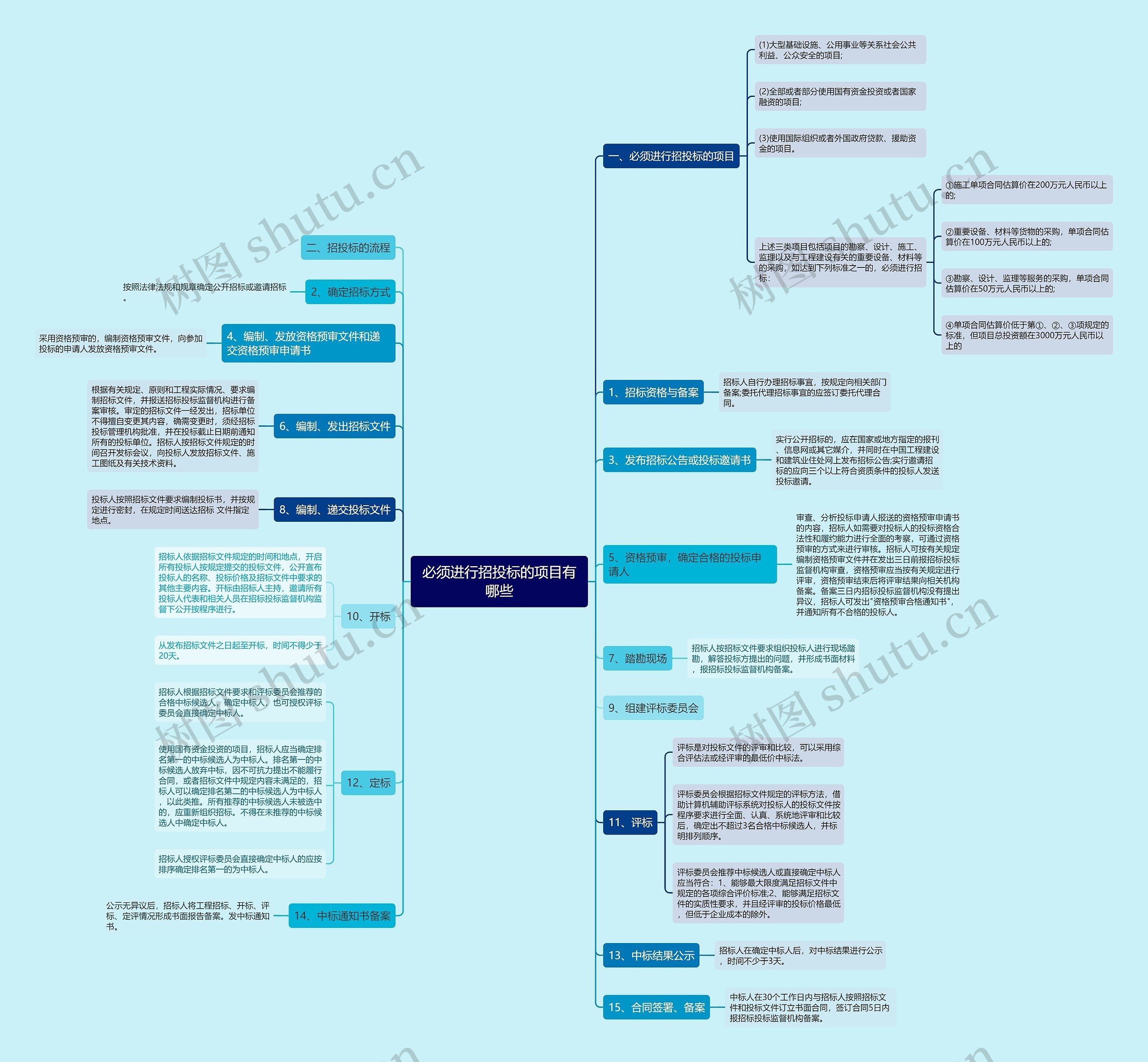 必须进行招投标的项目有哪些思维导图