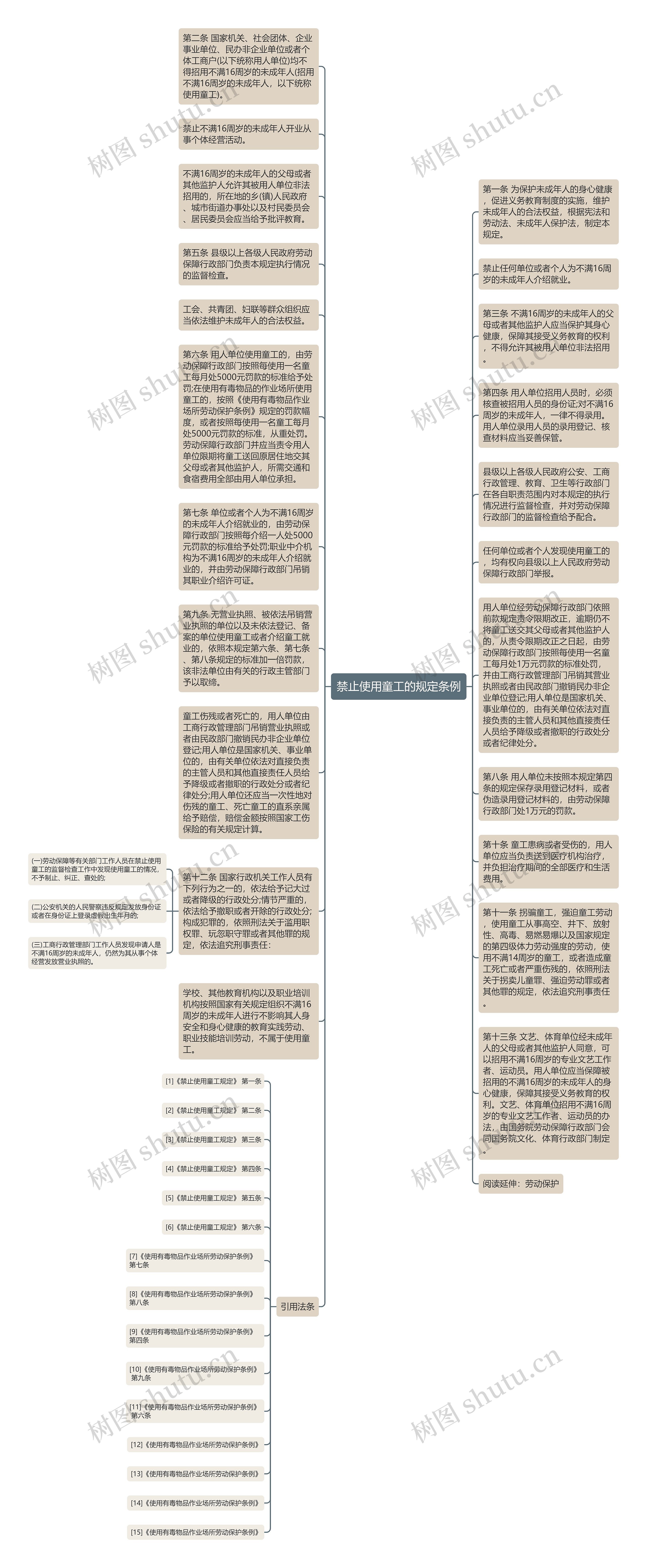 禁止使用童工的规定条例思维导图