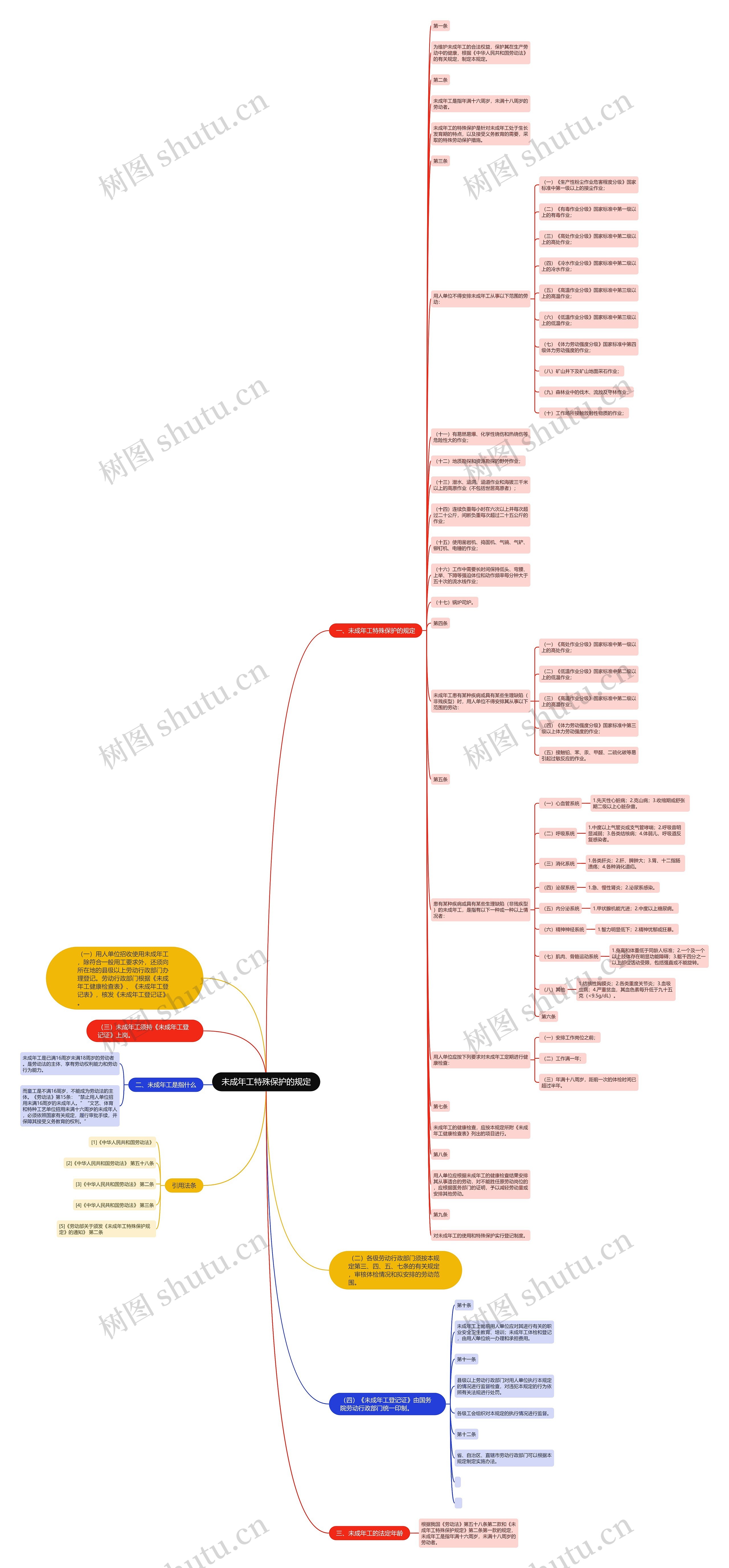 未成年工特殊保护的规定思维导图