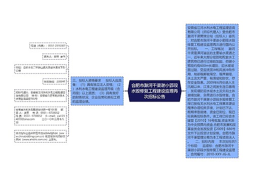 合肥市滁河干渠谢小郢段水毁修复工程建设监理再次招标公告