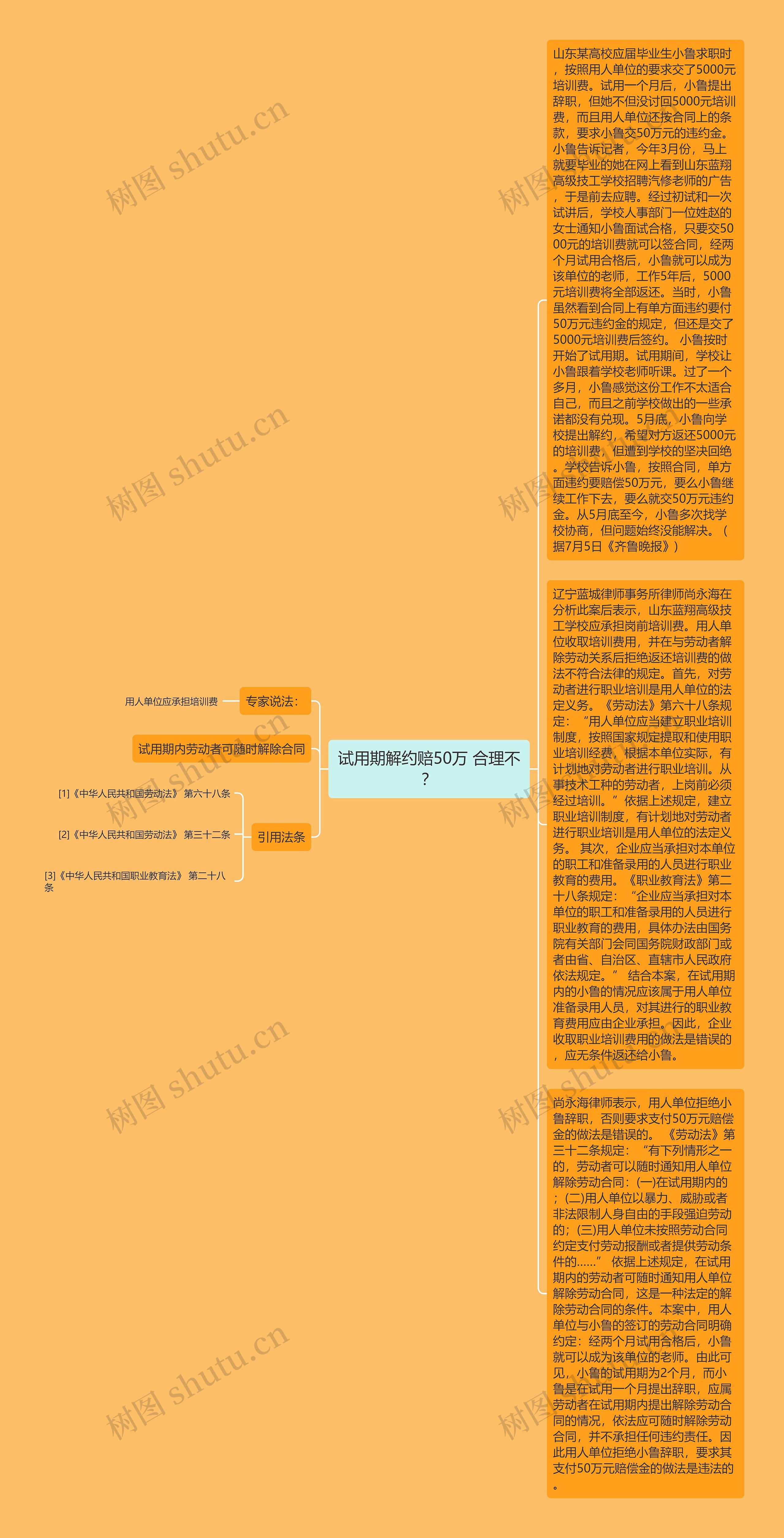 试用期解约赔50万 合理不？思维导图